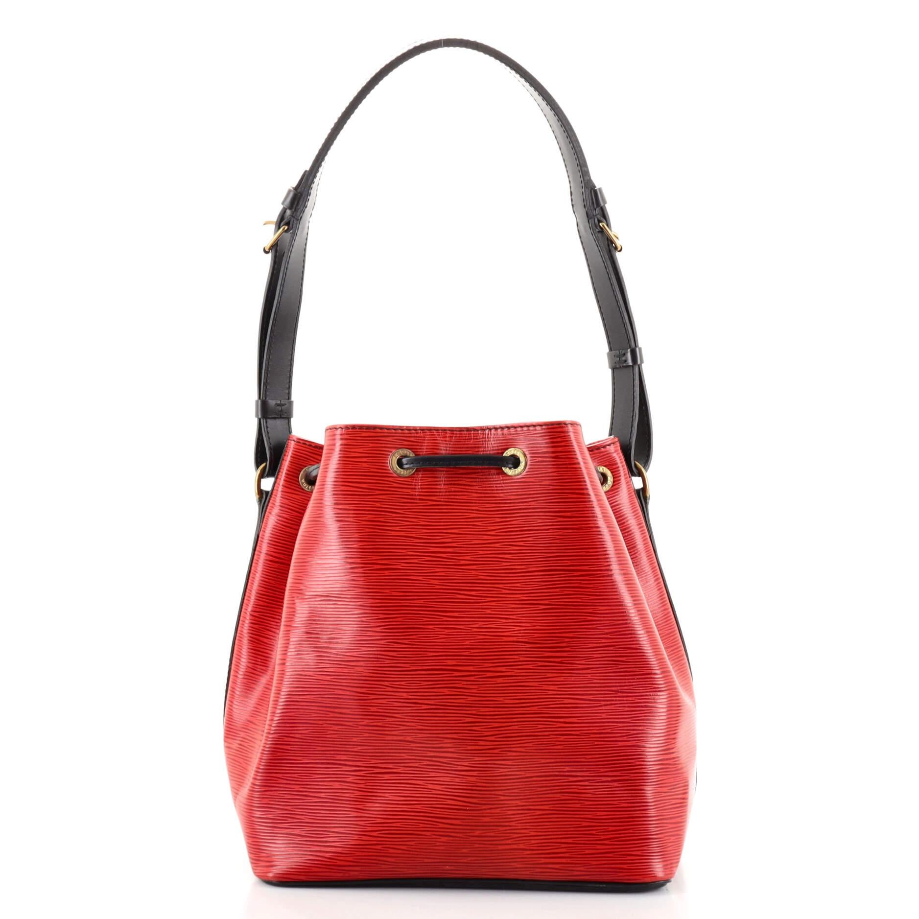 Red Louis Vuitton Bicolor Petit Noe Handbag Epi Leather