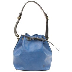 Louis Vuitton Bicolor Petit Noe Hobo 865633 Blue Leather Shoulder Bag Vintage Louis Vuitton Bicolor Petit Noe Hobo 865633 Blue Leather Shoulder Bag