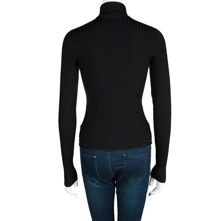 Louis Vuitton Bicolor Rib Knit High Neck Long Sleeve Top XS For Sale at ...