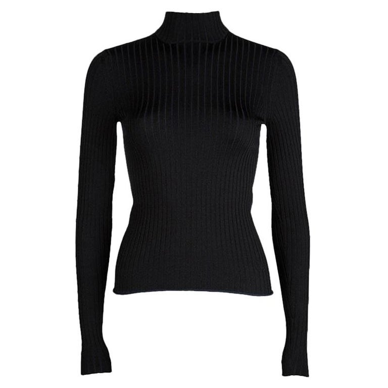Louis Vuitton Bicolor Rib Knit High Neck Long Sleeve Top XS For Sale at ...