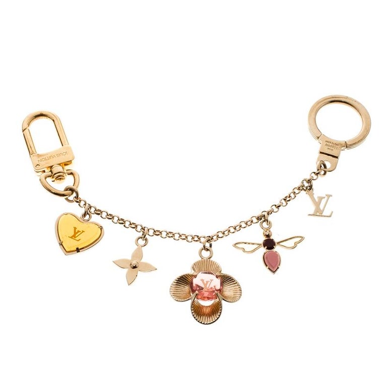 Louis Vuitton Bijou Sac Chaine Bee Fleur Enamel Gold Tone Bag Charm For Sale at 1stdibs