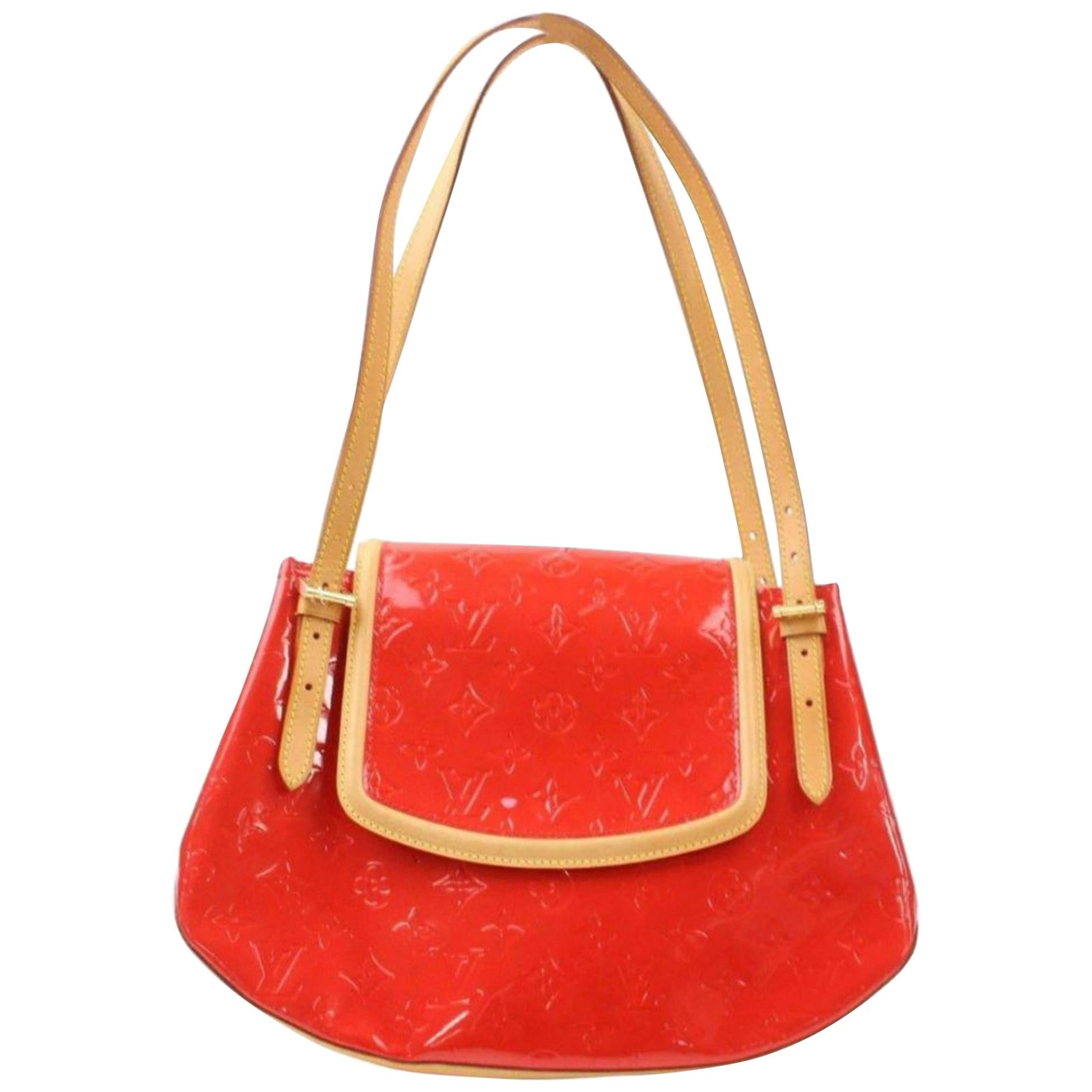 Louis Vuitton Biscayne Bay Gm 869144 Red Monogram Vernis Leather Shoulder Bag For Sale