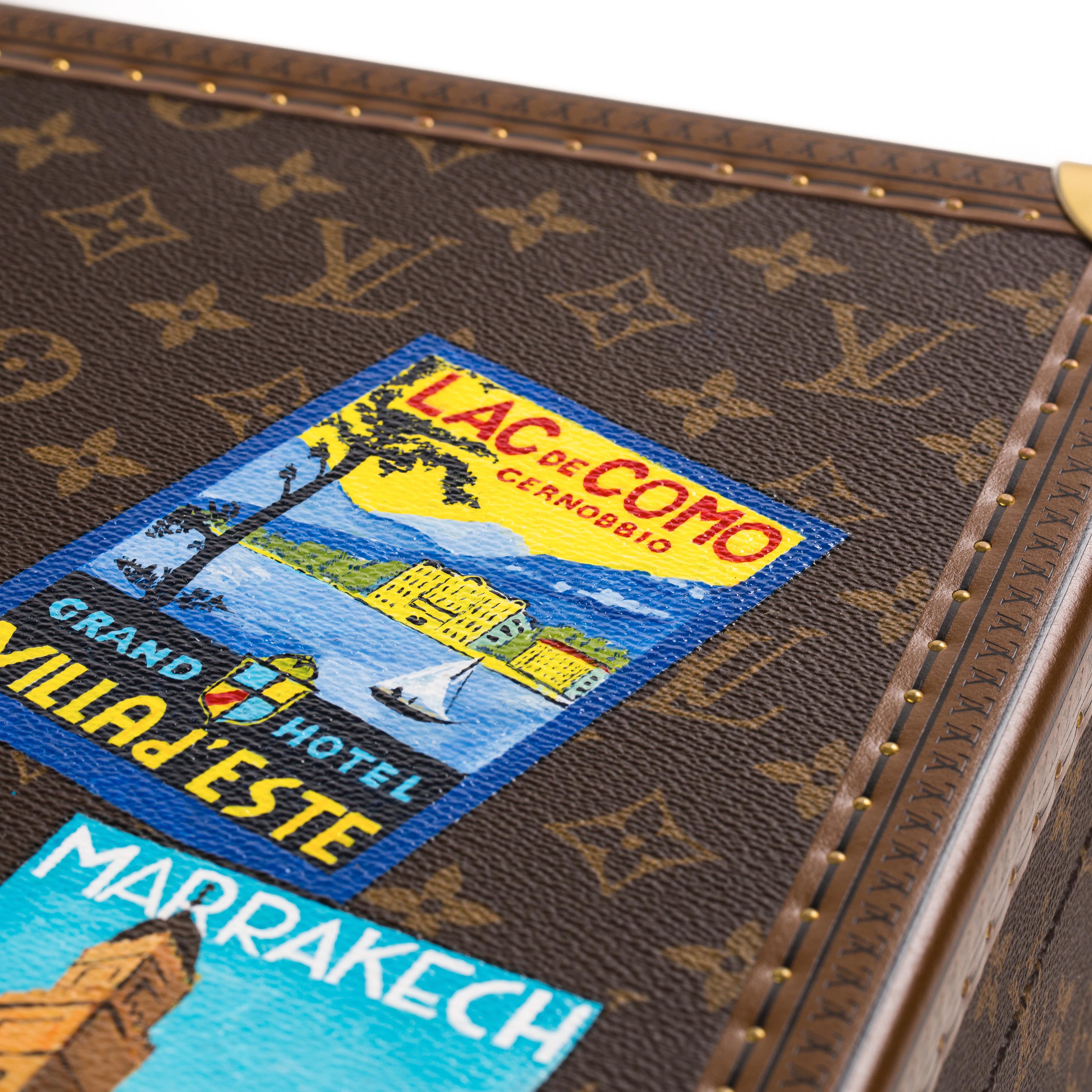 Louis Vuitton Bisten Suitcase 65 Monogram with Stickers For Sale 3