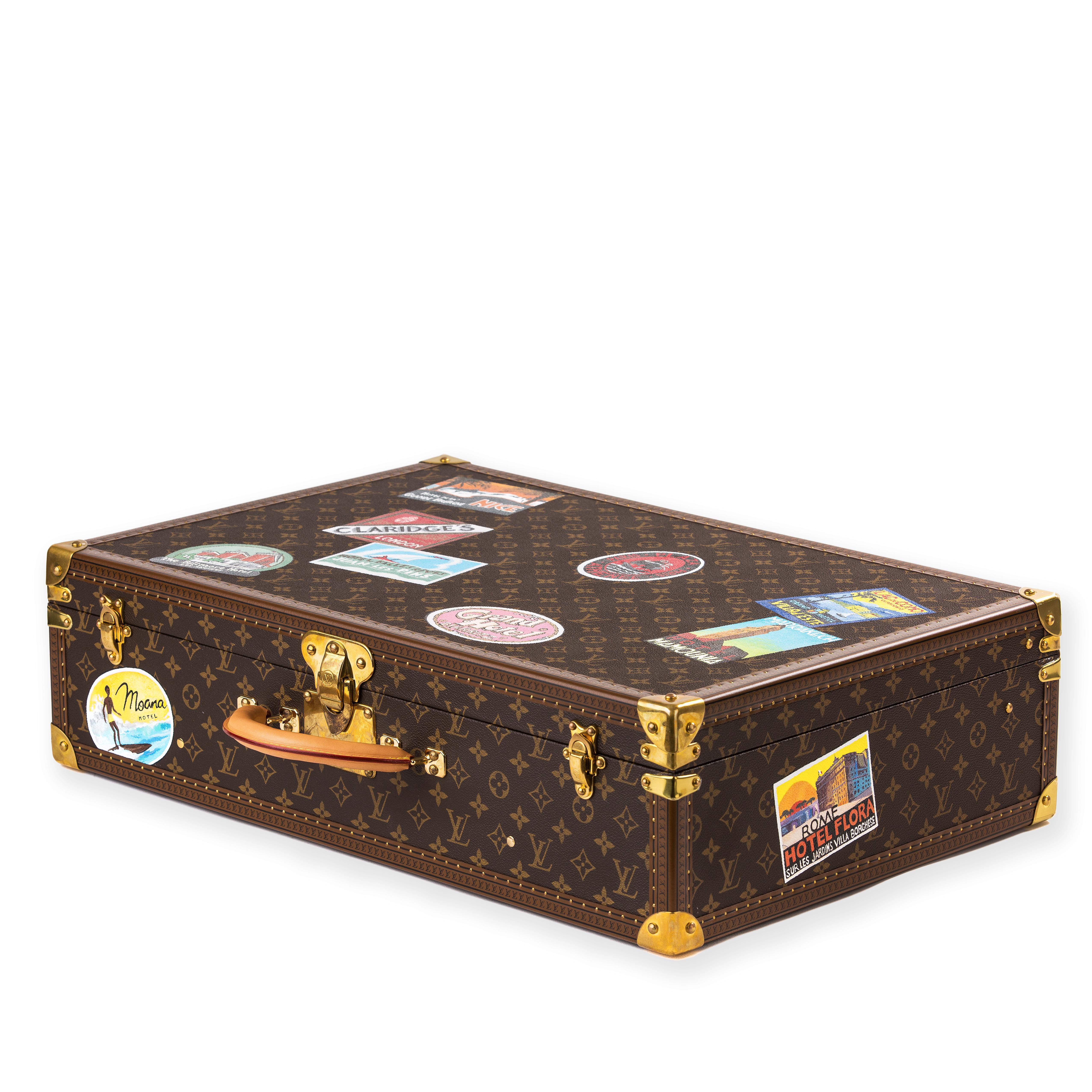 Louis Vuitton Bisten Suitcase 65 Monogram with Stickers In New Condition For Sale In Double Bay, NSW