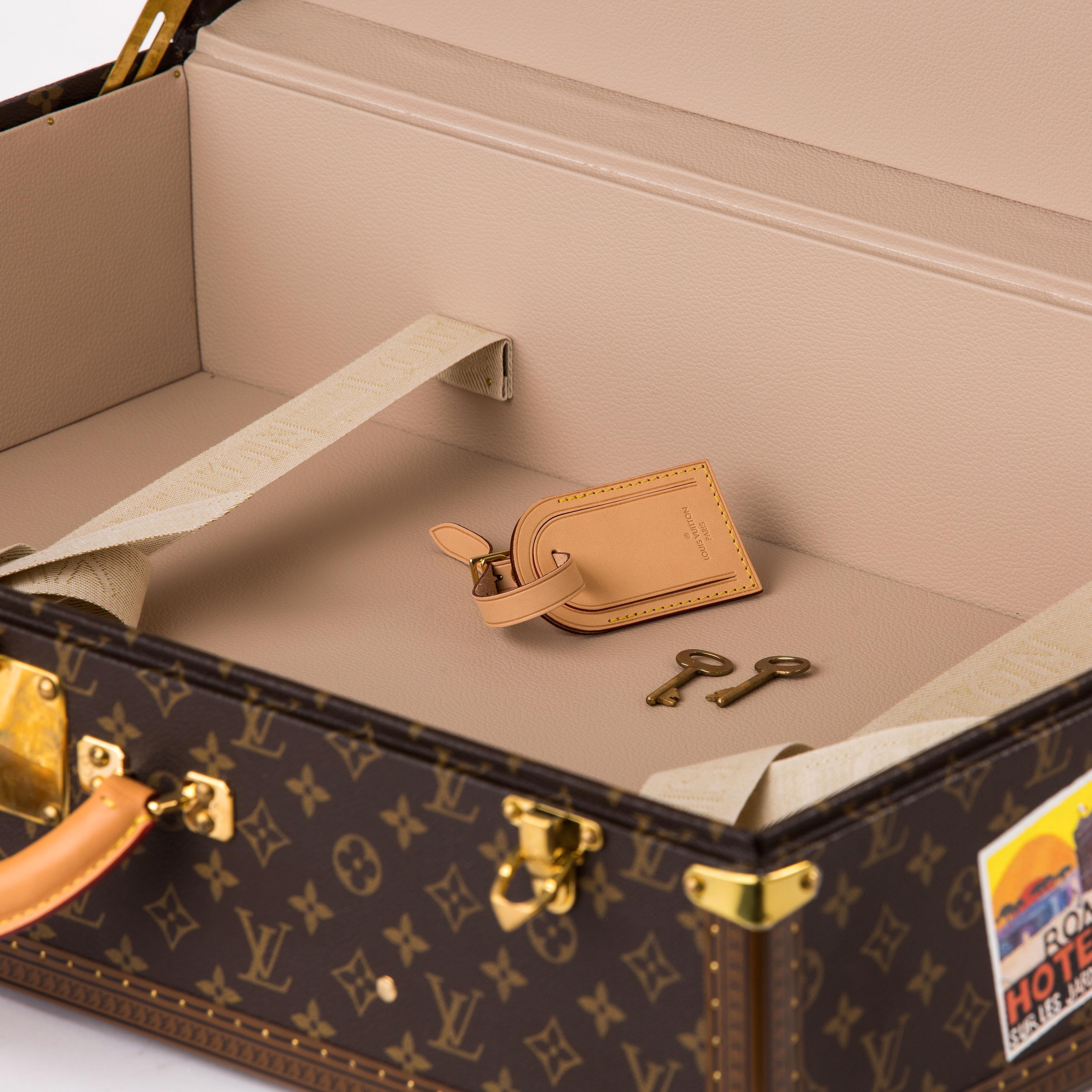 Contemporary Louis Vuitton Bisten Suitcase 65 Monogram with Stickers For Sale