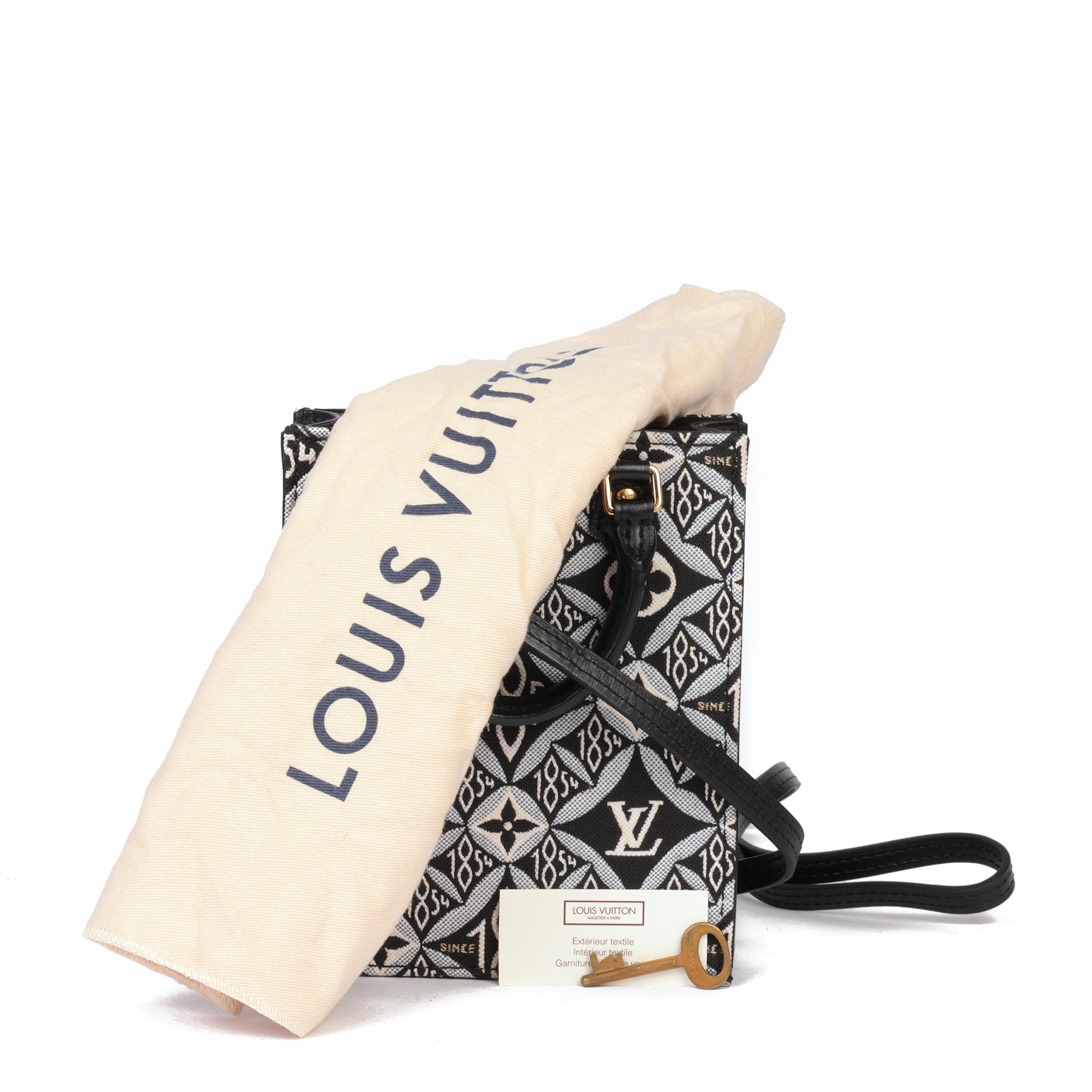 LOUIS VUITTON Black 1854 Monogram Canvas & Calfskin Leather Mini Sac Plat For Sale 7