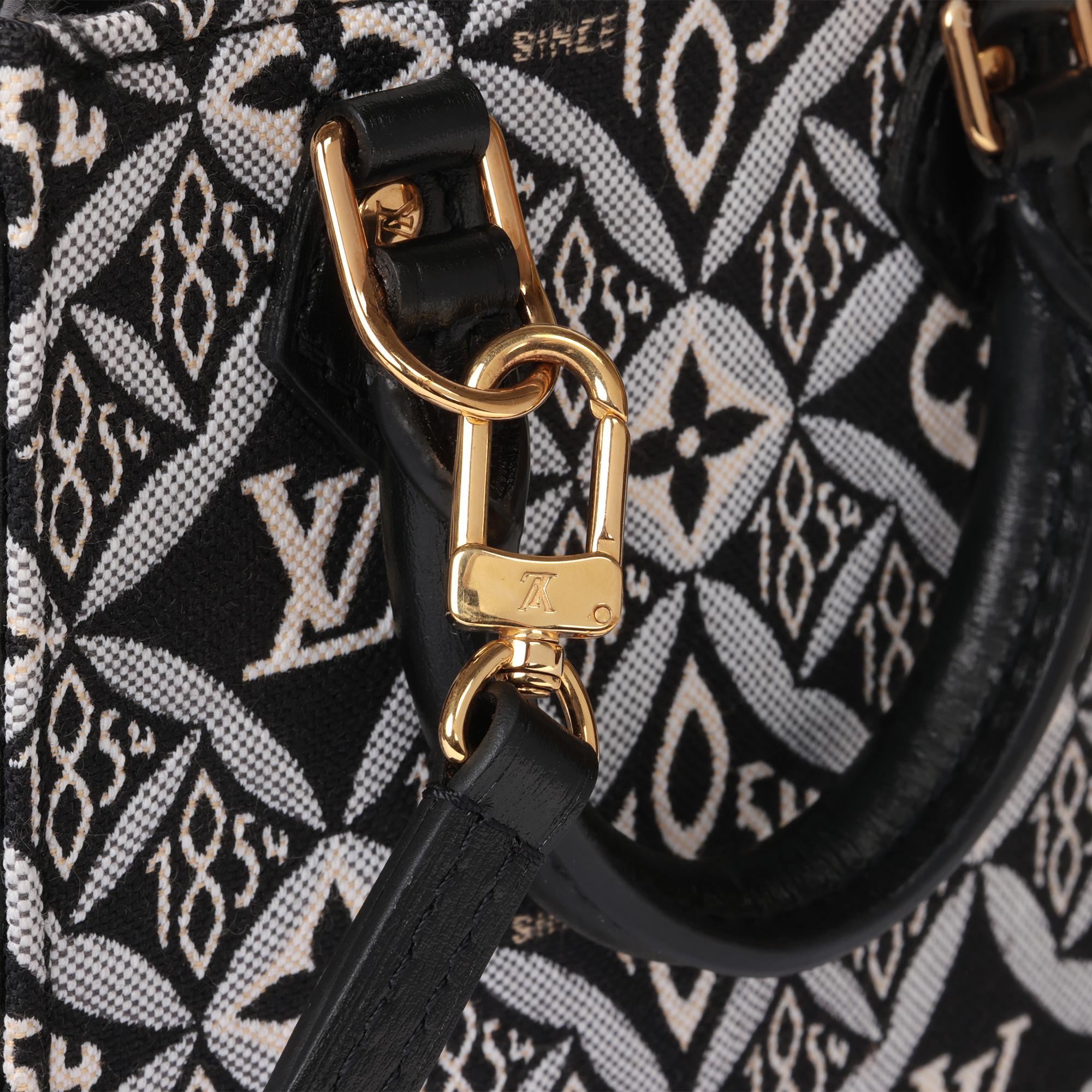 Louis Vuitton - Mini sac à main en toile et cuir de veau noir 1854 avec monogramme en vente 2