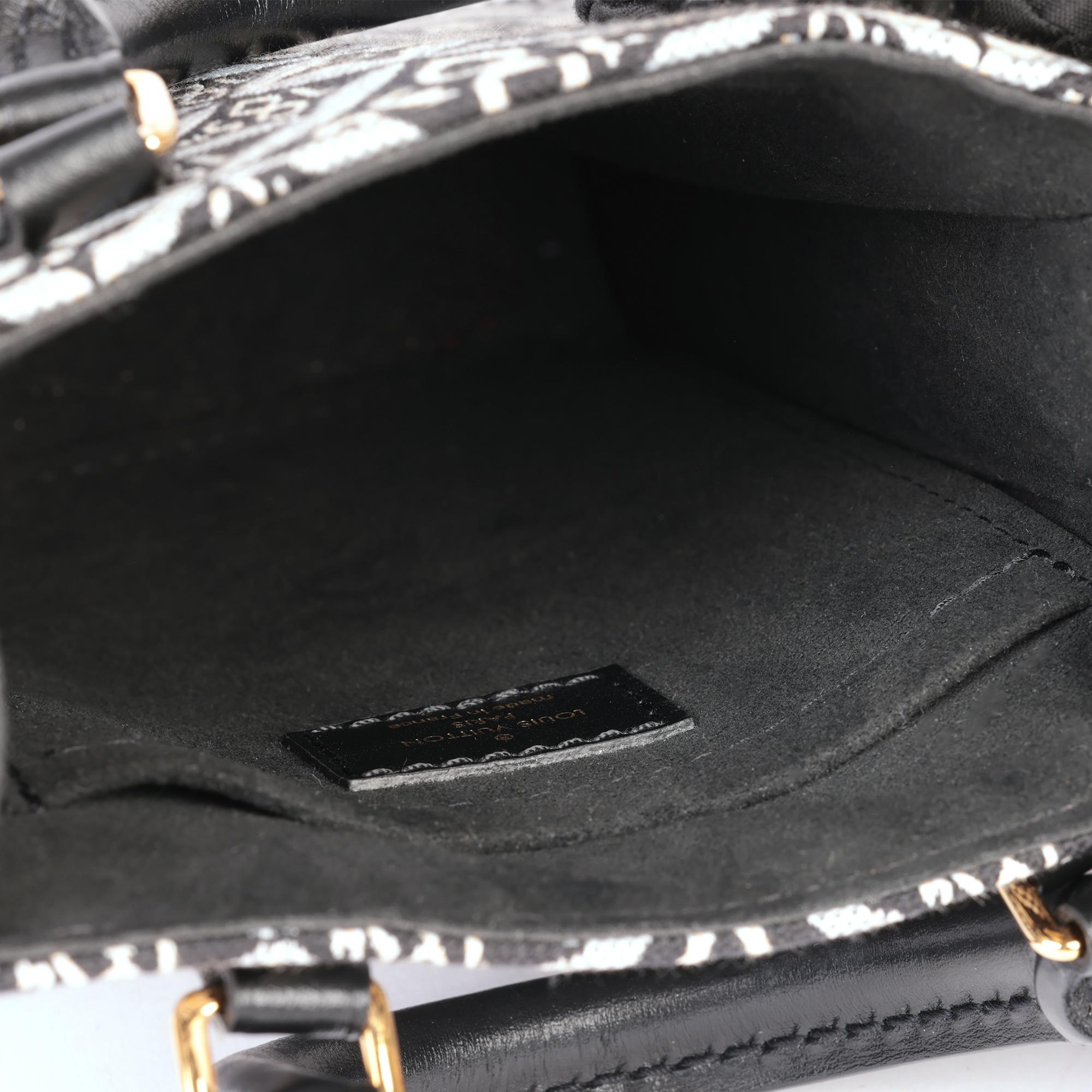 LOUIS VUITTON Black 1854 Monogram Canvas & Calfskin Leather Mini Sac Plat For Sale 5