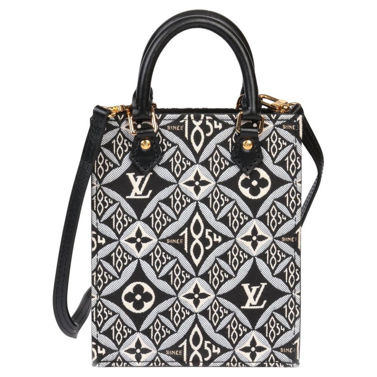 LOUIS VUITTON Black 1854 Monogram Canvas and Calfskin Leather Mini Sac Plat  For Sale at 1stDibs