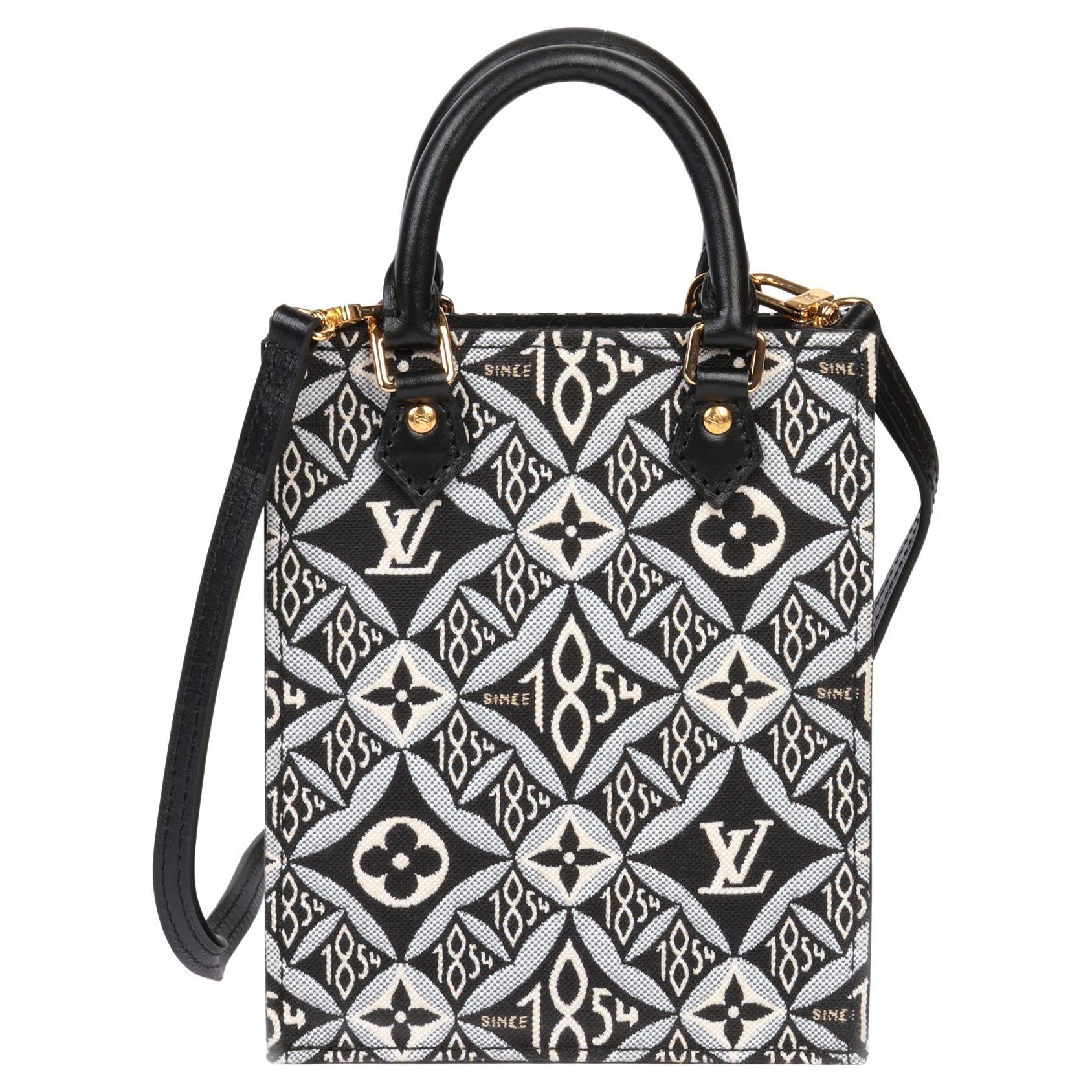 LOUIS VUITTON Black 1854 Monogram Canvas & Calfskin Leather Mini Sac Plat