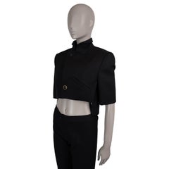 LOUIS VUITTON black 2023 WOOL TWILL CROPPED Jacket 36 XS