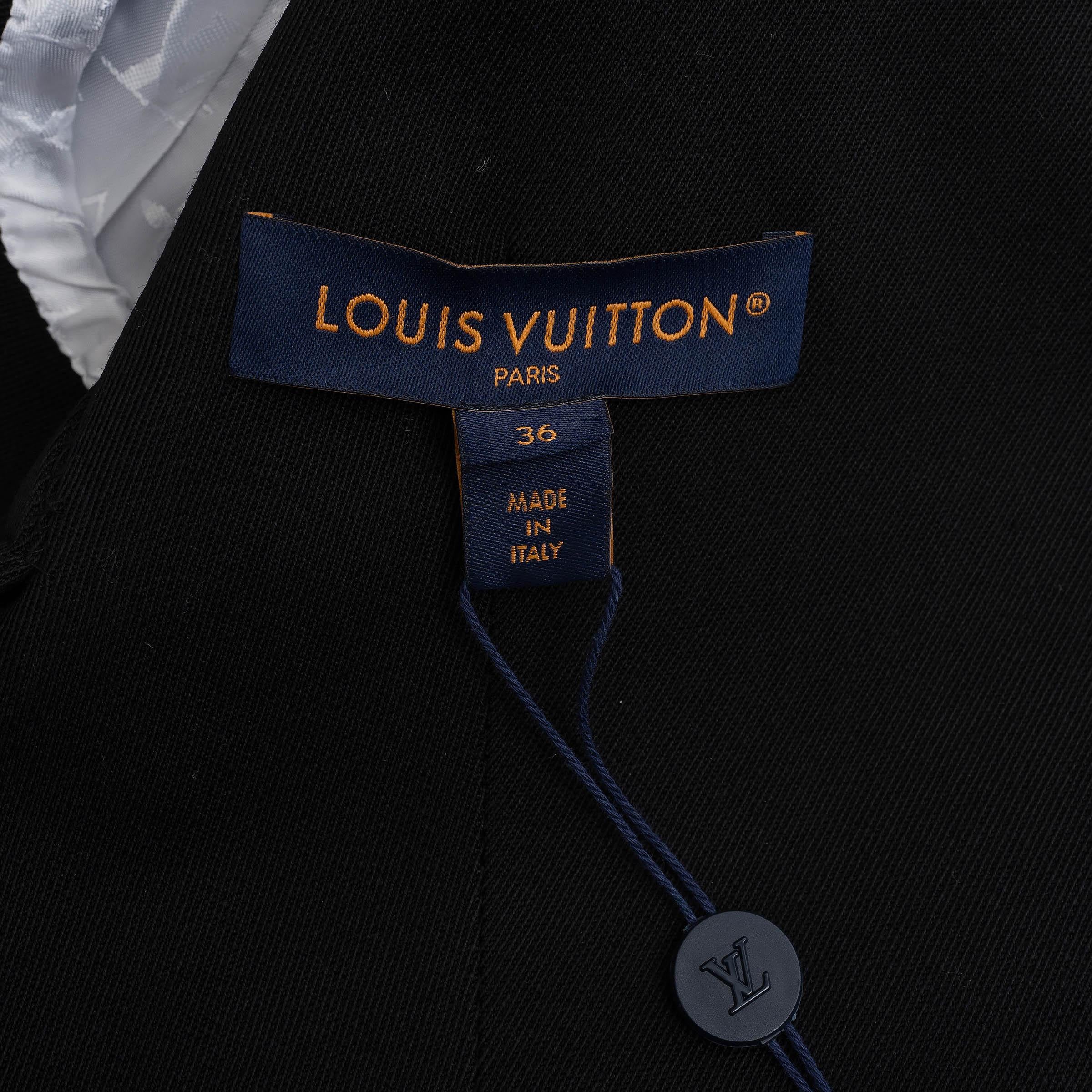 LOUIS VUITTON black 2023 WOOL TWILL CROPPED Jacket 36 XS For Sale 2