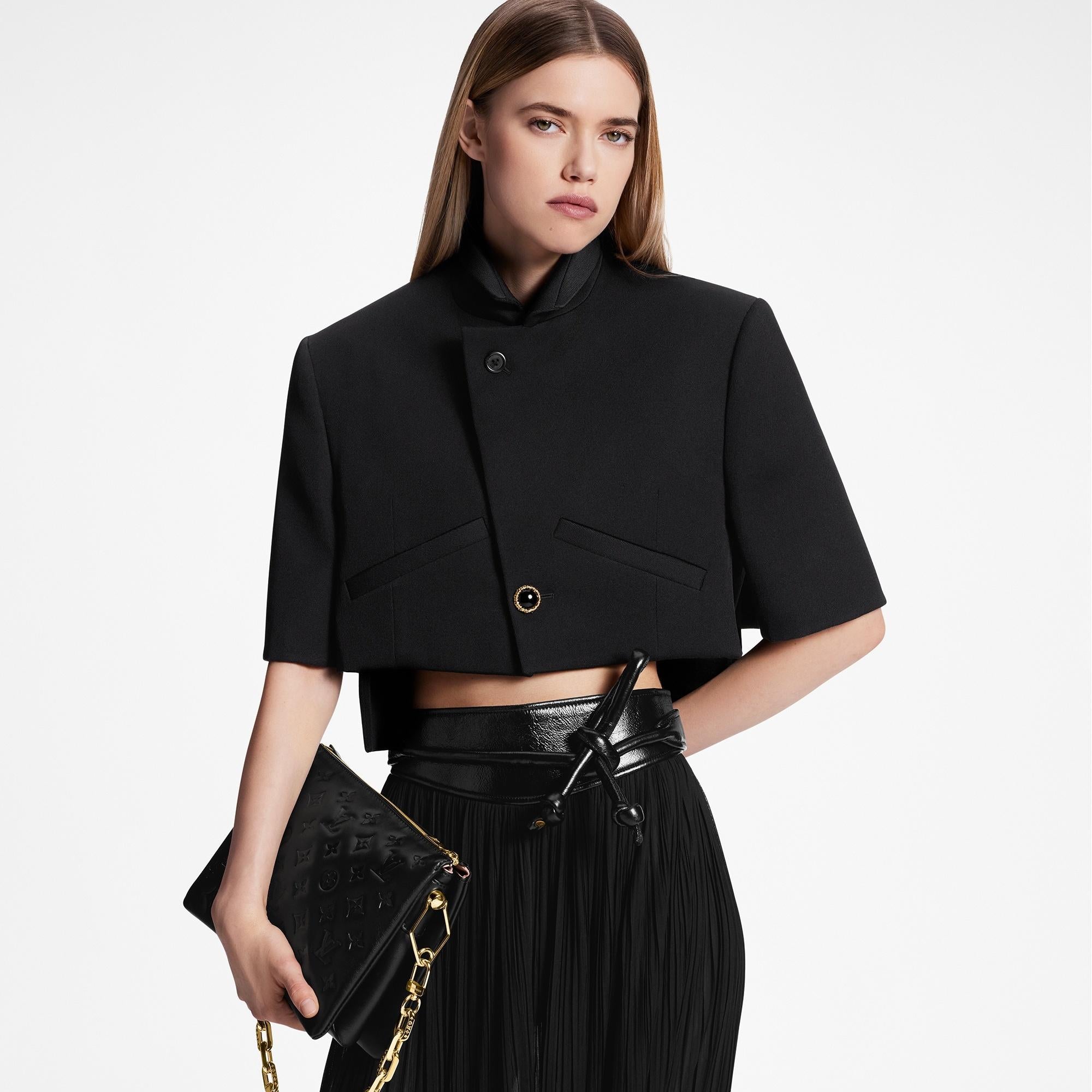 LOUIS VUITTON black 2023 WOOL TWILL CROPPED Jacket 36 XS For Sale 3