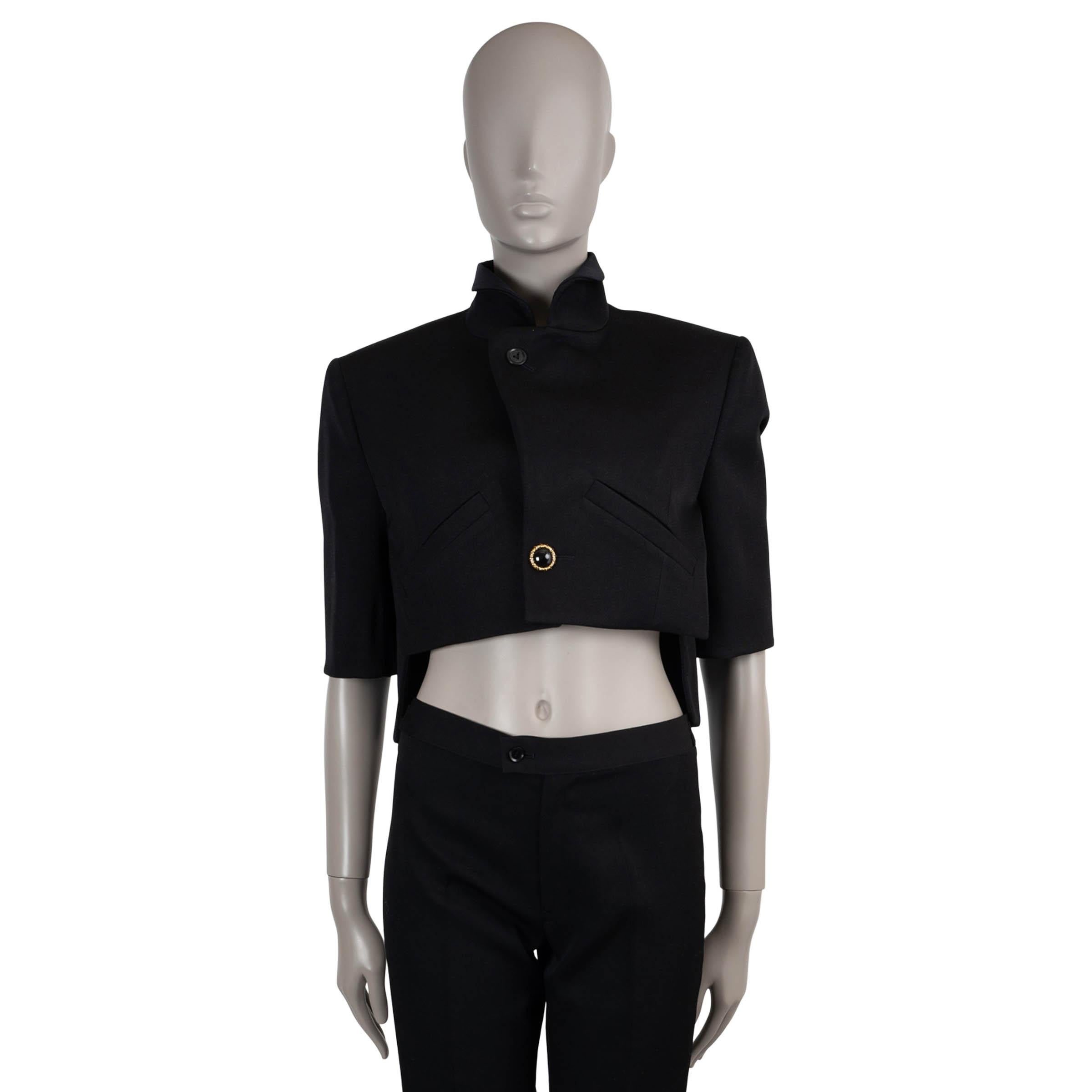 LOUIS VUITTON black 2023 WOOL TWILL CROPPED Jacket 36 XS For Sale