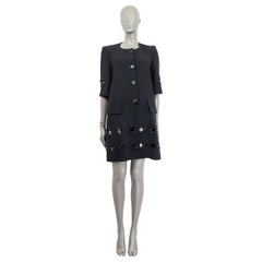 LOUIS VUITTON black acetate BEADED CUT OUT Coat Jacket 38 S
