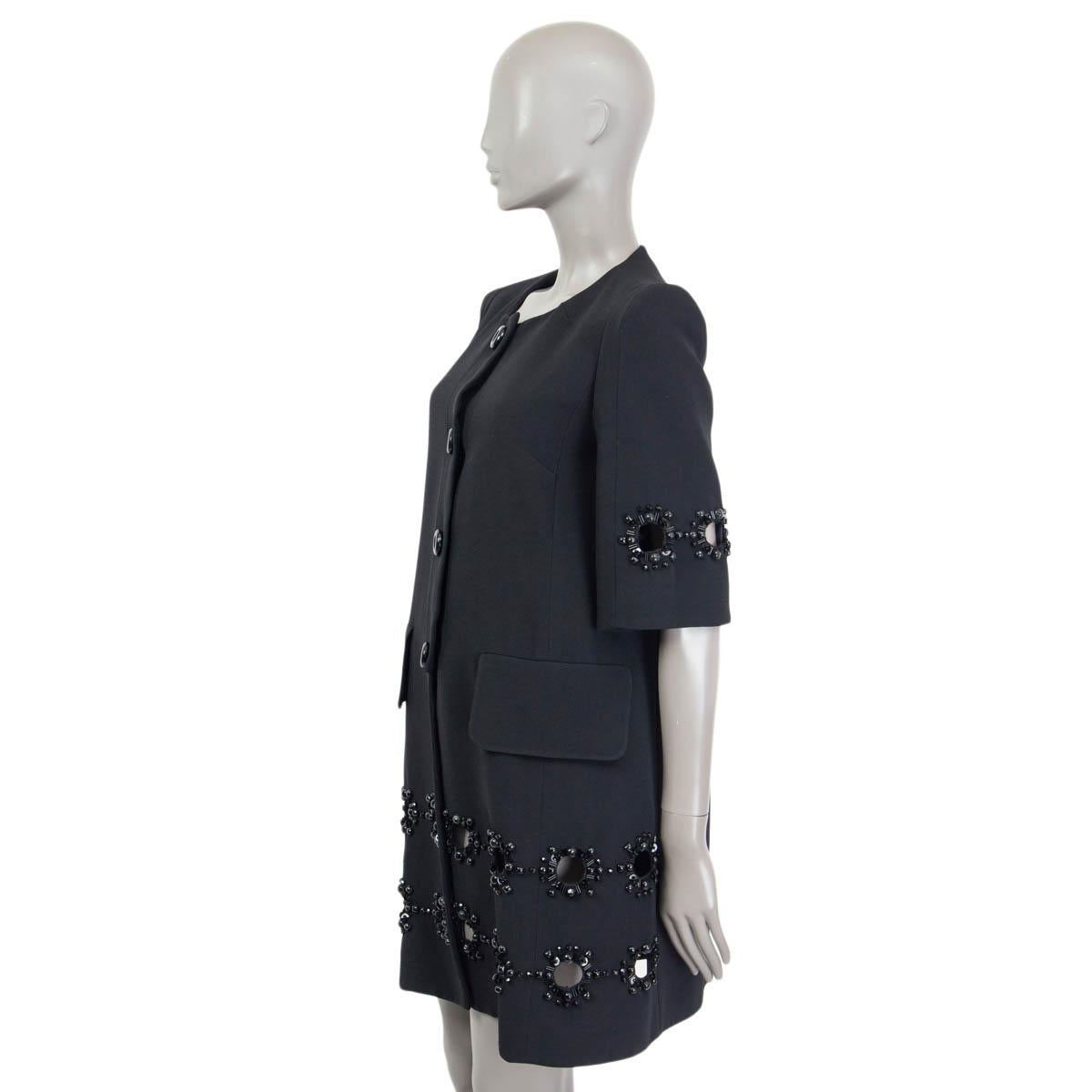 Noir Louis Vuitton - Manteau en acétate noir avec découpes en laine, 38 S en vente