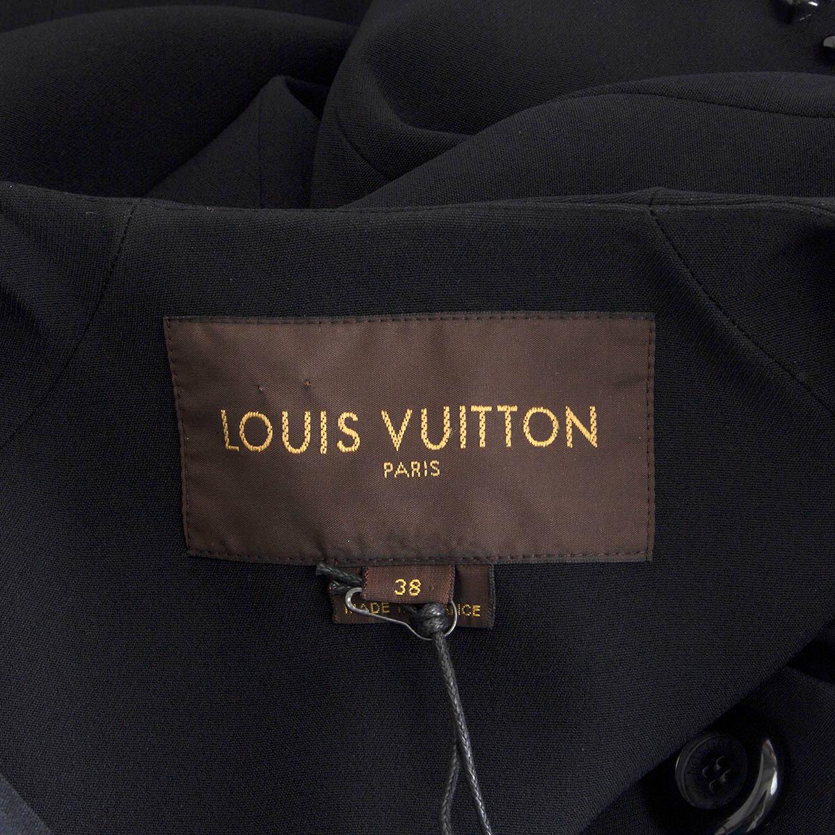 LOUIS VUITTON black acetate BEADED CUT OUT Coat Jacket 38 S In Excellent Condition For Sale In Zürich, CH