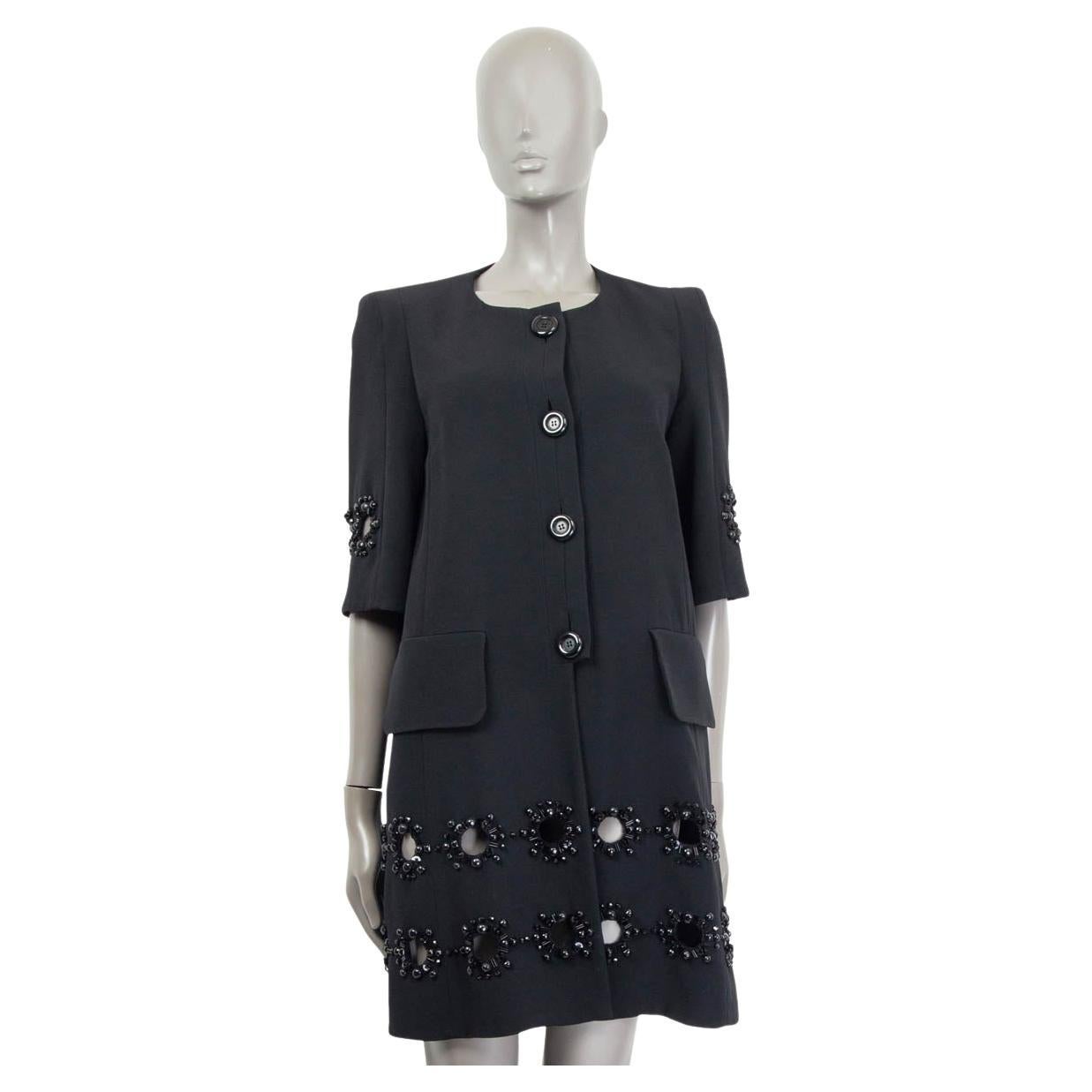 Louis Vuitton - Manteau en acétate noir avec découpes en laine, 38 S en vente