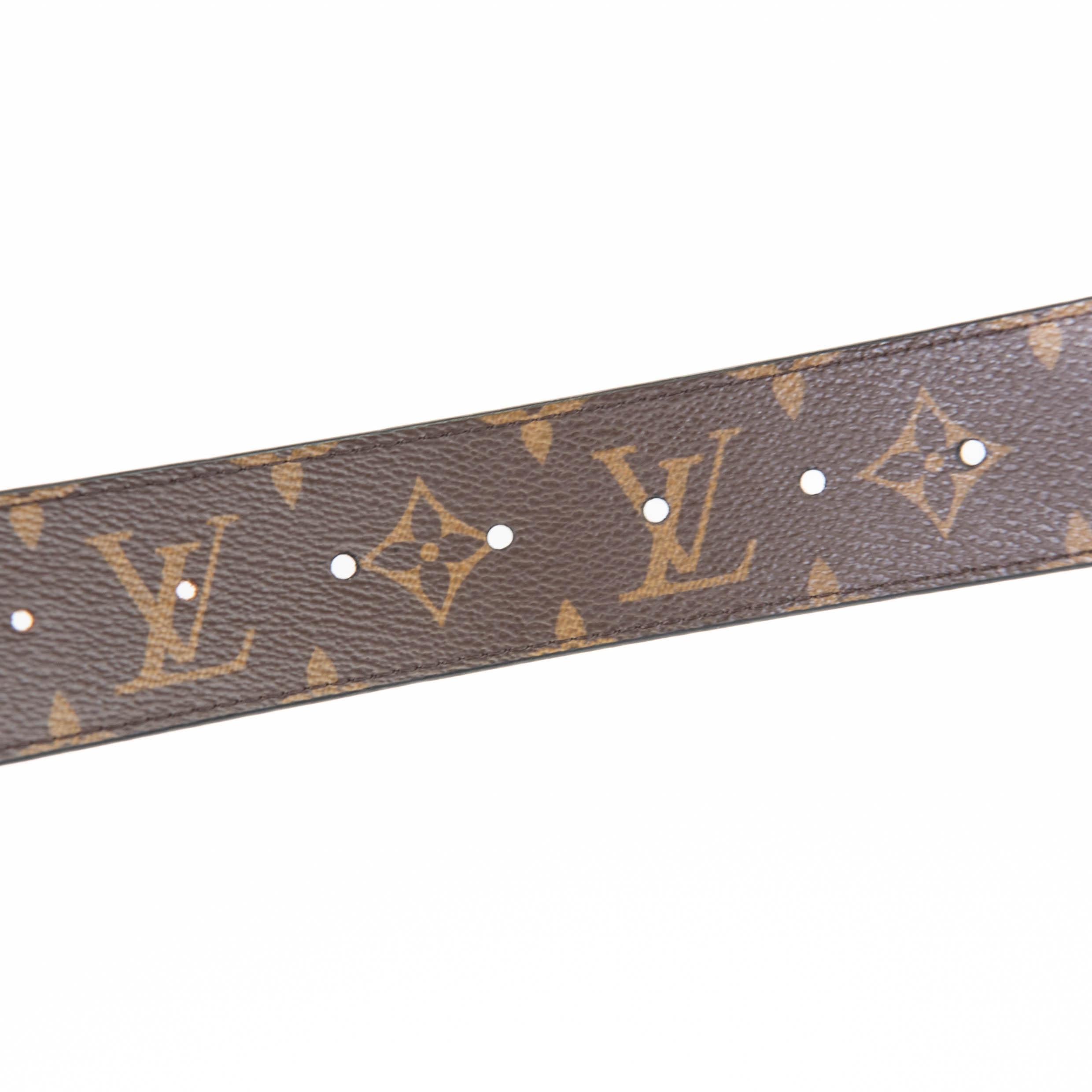 Louis Vuitton Black and Brown Calfskin Monogram  LV Initiales Reversible Belt In Good Condition In Corona Del Mar, CA