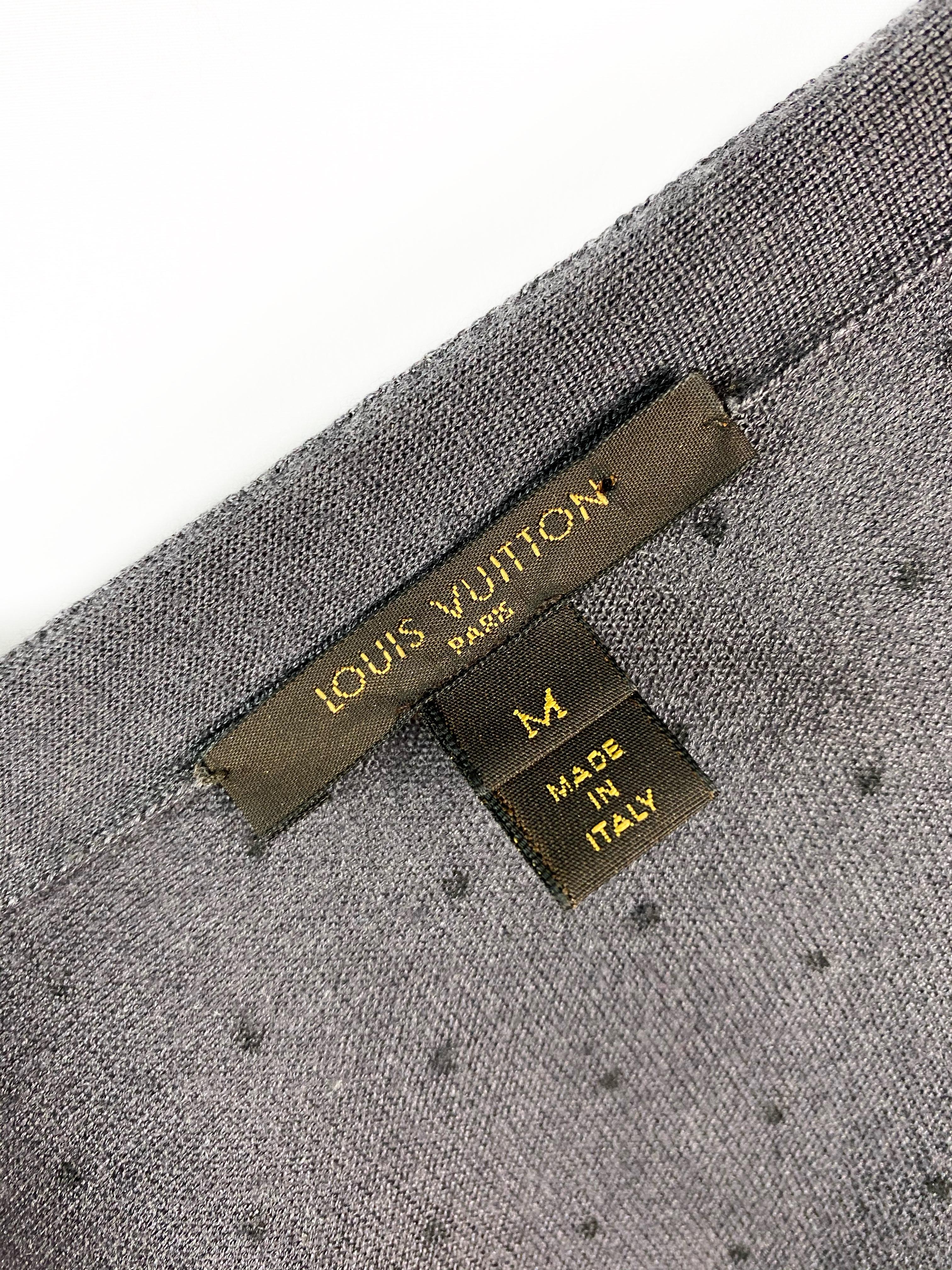 LOUIS VUITTON Black and Grey Polka Dot Cashmere Sweater w/ Buttons and Belt  3