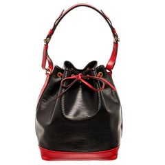 Louis Vuitton Black and Red Bicolor Epi Leather Noe Shoulder Bag
