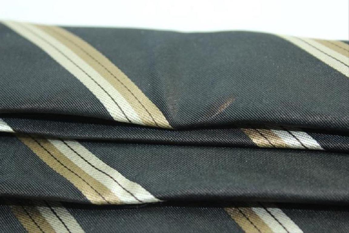 Louis Vuitton Black and Taupe Lv Diagonal Strip Tie Telm7 For Sale 2