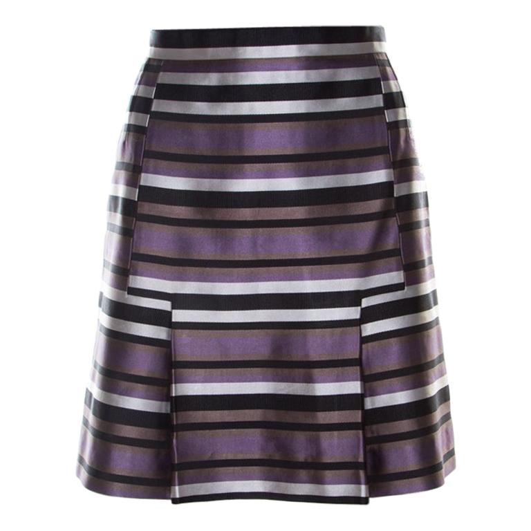 Louis Vuitton Black and Violet Silk Striped Mini Skirt M For Sale at ...