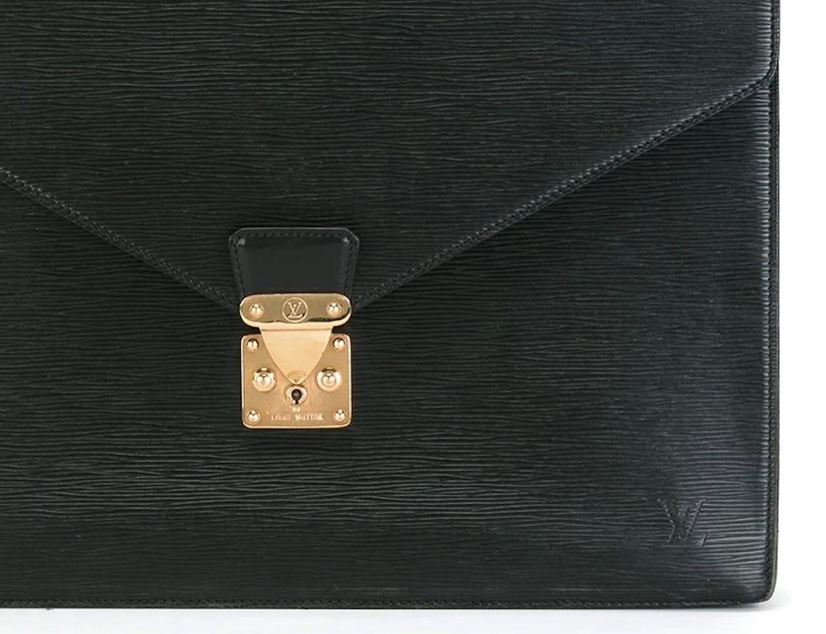 Louis Vuitton Black Ambassador Epi Leather  Briefcase Bag For Sale 2