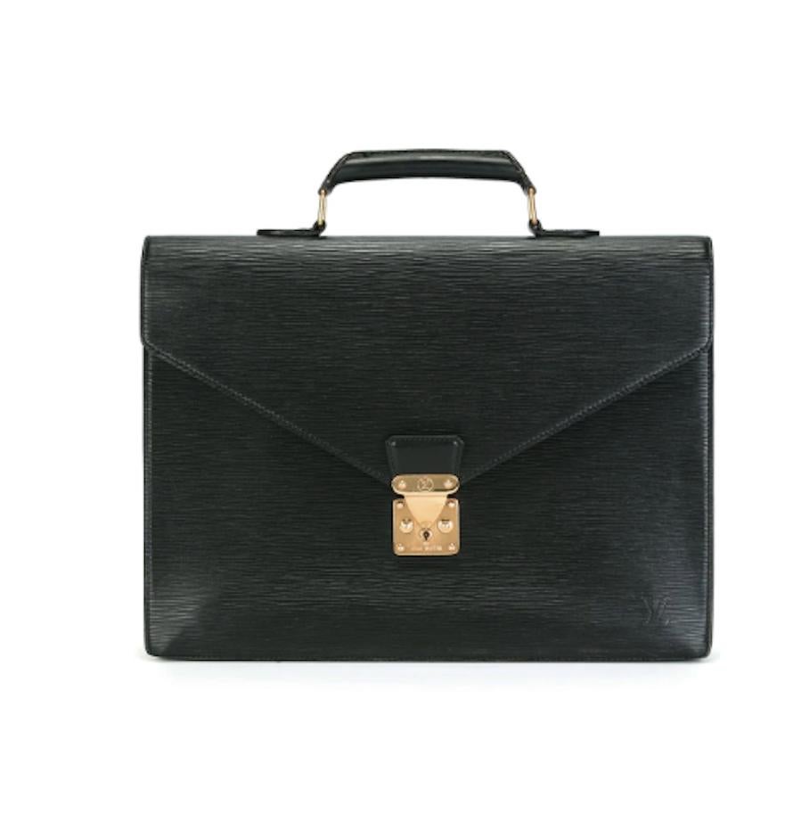 Louis Vuitton Black Ambassador Epi Leather  Briefcase Bag For Sale 3