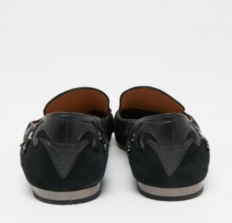 Louis Vuitton Schwarz Perlen Wildleder und Krokodil Cap Toe Smoking Slippers Größe 38 im Angebot 3