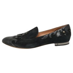 Louis Vuitton Schwarz Perlen Wildleder und Krokodil Cap Toe Smoking Slippers Größe 38