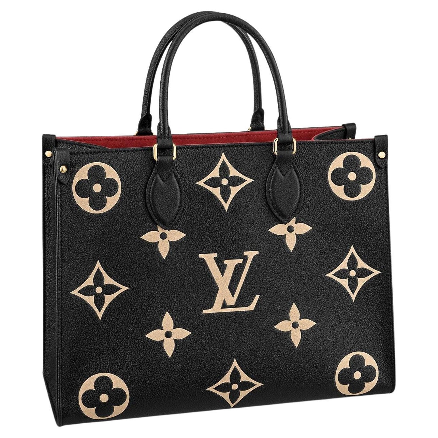 Louis Vuitton Black/Beige Bicolour Monogram Empreinte Leather On The Go MM  Bag For Sale at 1stDibs