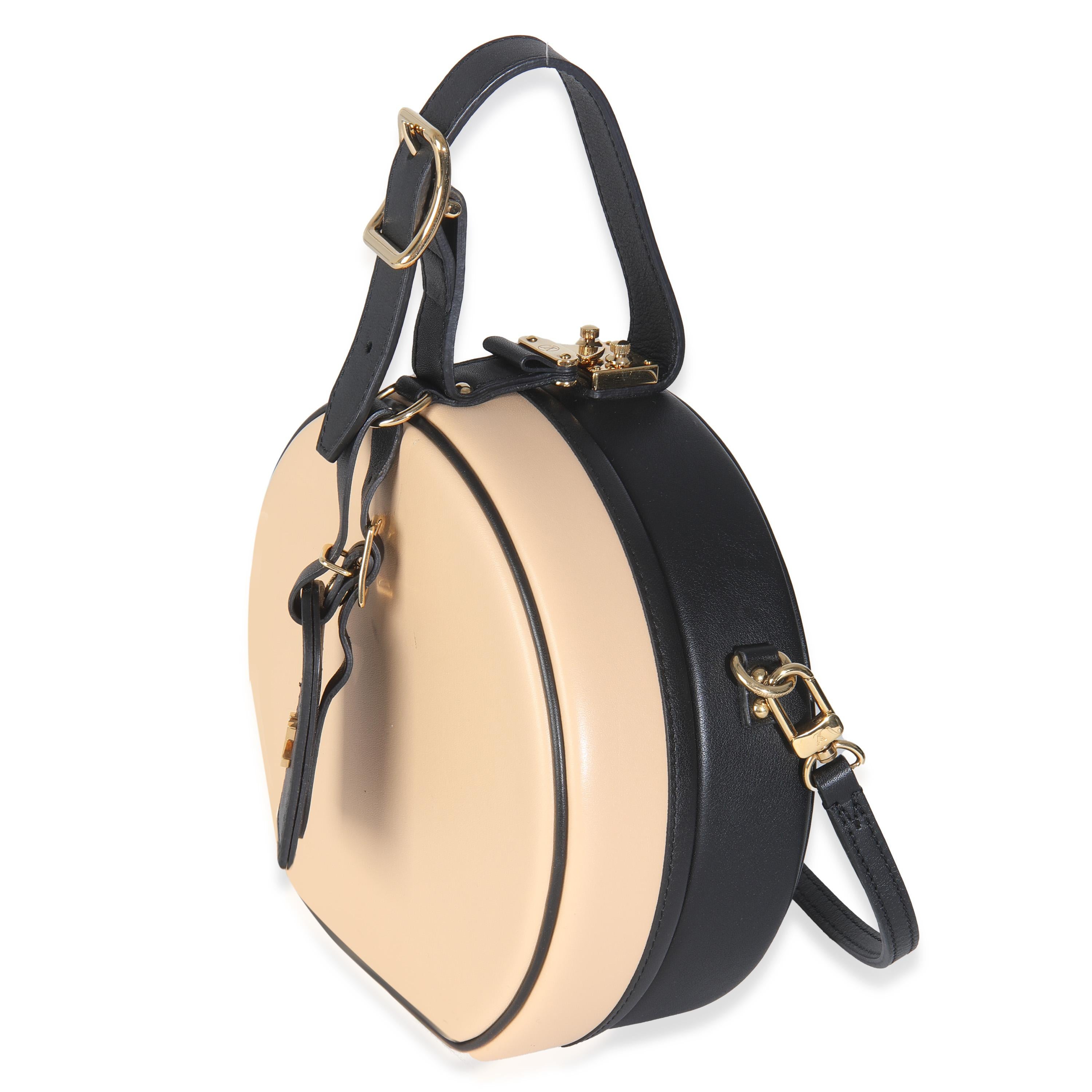 Louis Vuitton Schwarz Beige Kalbsleder Petite Boite Chapeau im Zustand „Hervorragend“ im Angebot in New York, NY