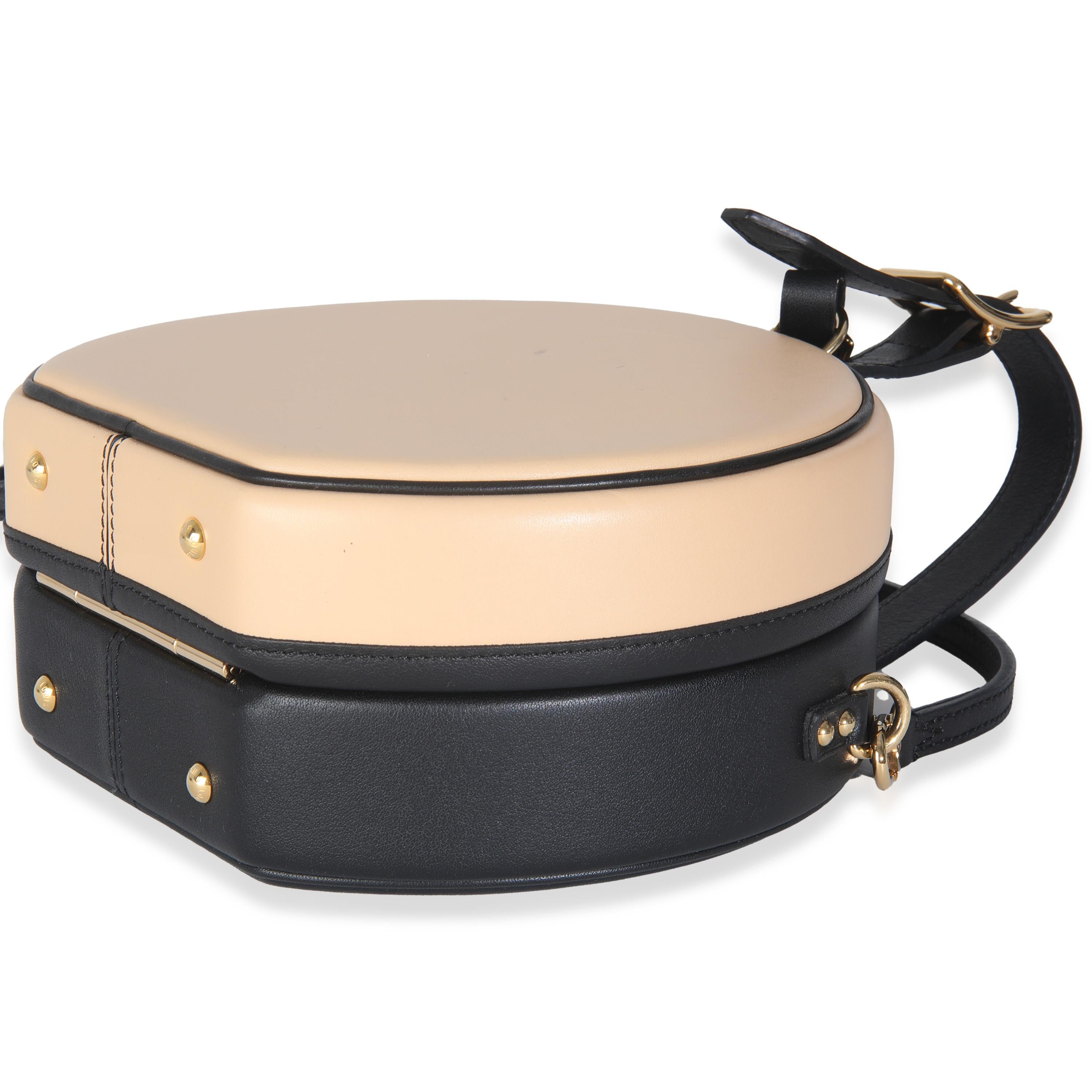 Louis Vuitton Schwarz Beige Kalbsleder Petite Boite Chapeau für Damen oder Herren im Angebot