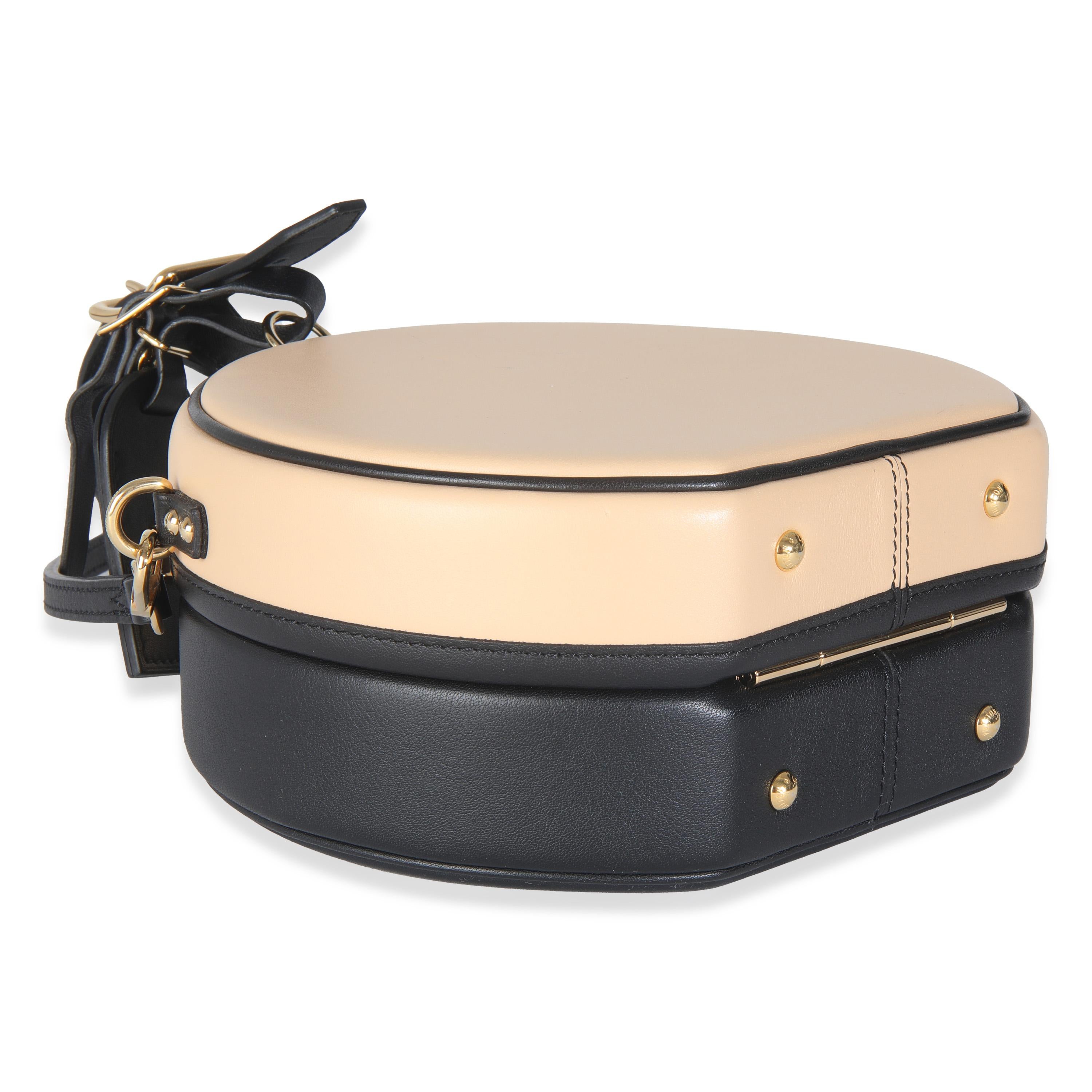 Louis Vuitton Schwarz Beige Kalbsleder Petite Boite Chapeau im Angebot 2