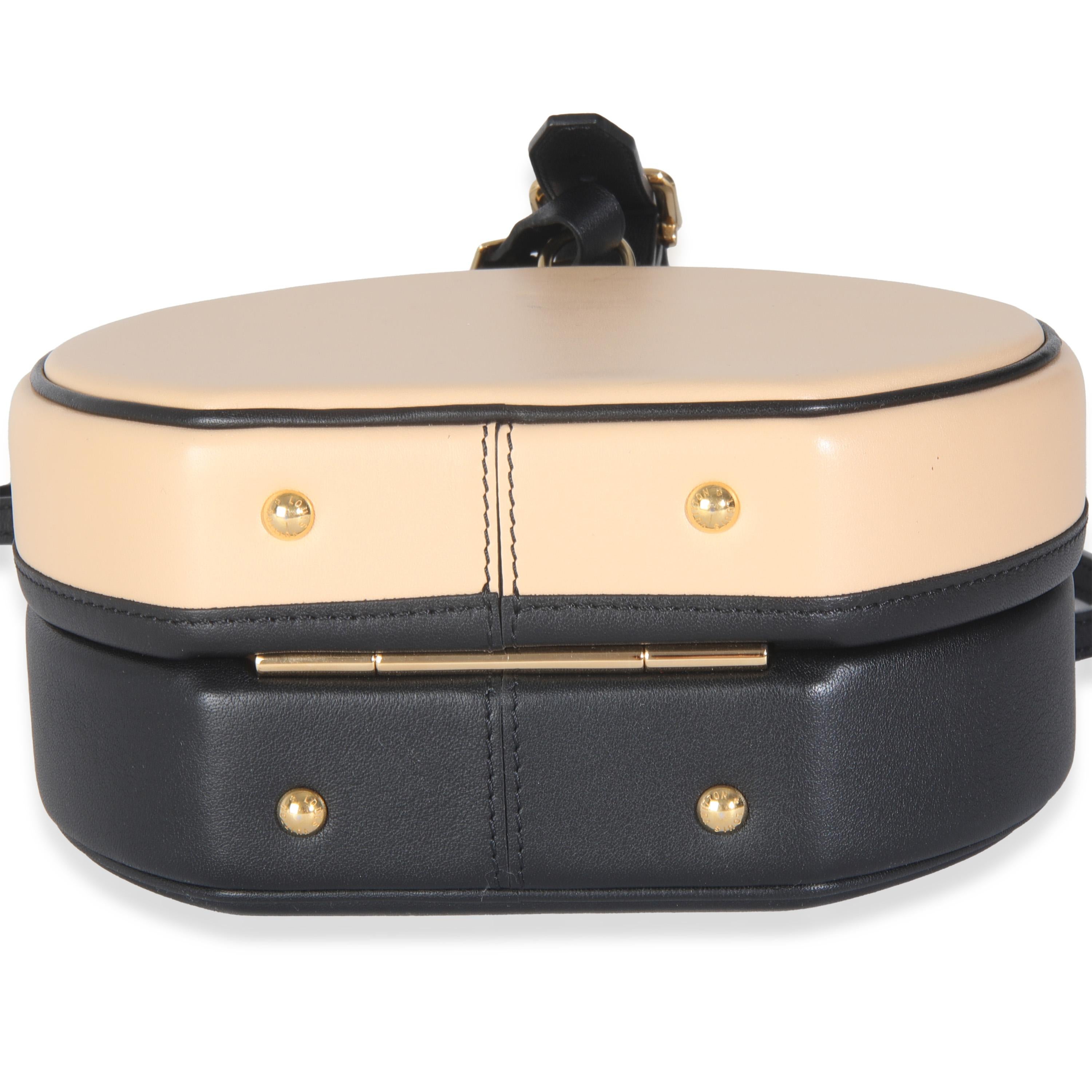 Louis Vuitton Schwarz Beige Kalbsleder Petite Boite Chapeau im Angebot 3