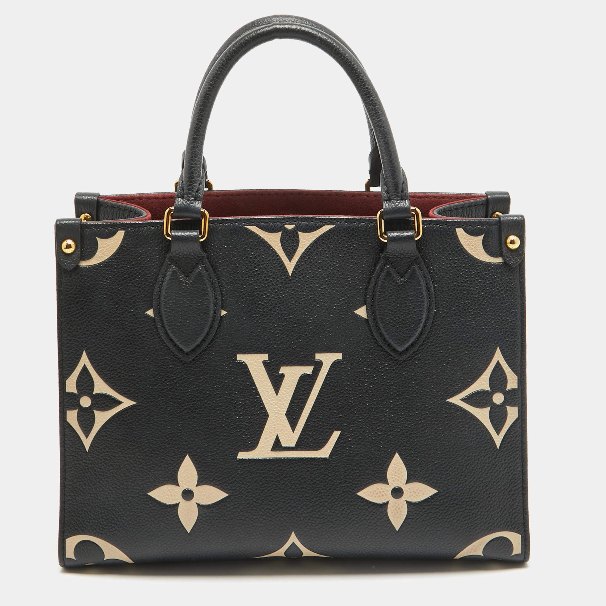 Women's Louis Vuitton Black/Beige Empreinte Leather Onthego PM Bag