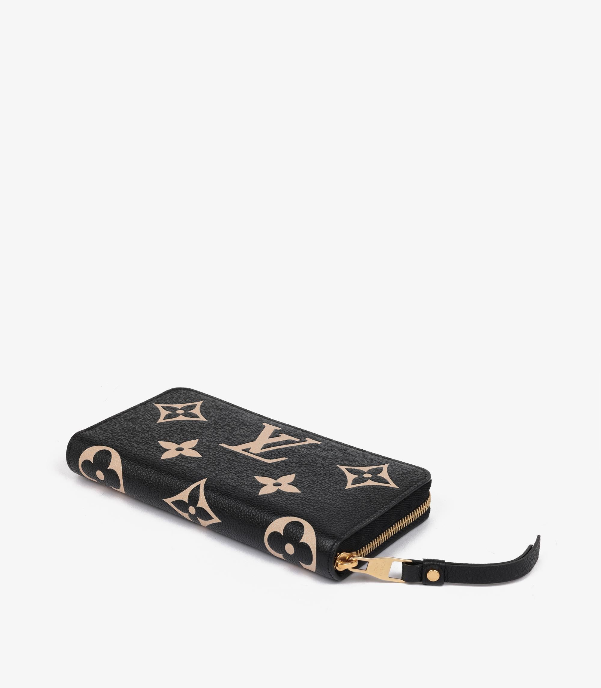 Louis Vuitton Black & Beige Empreinte Long Zippy Wallet In Excellent Condition In Bishop's Stortford, Hertfordshire