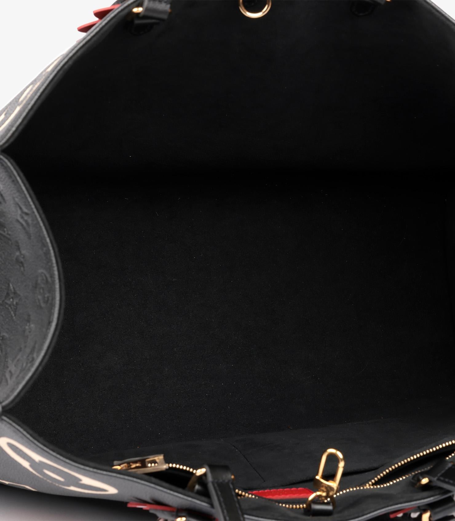 Louis Vuitton Black & Beige Giant Monogram Empreinte Leather Onthego GM For Sale 6
