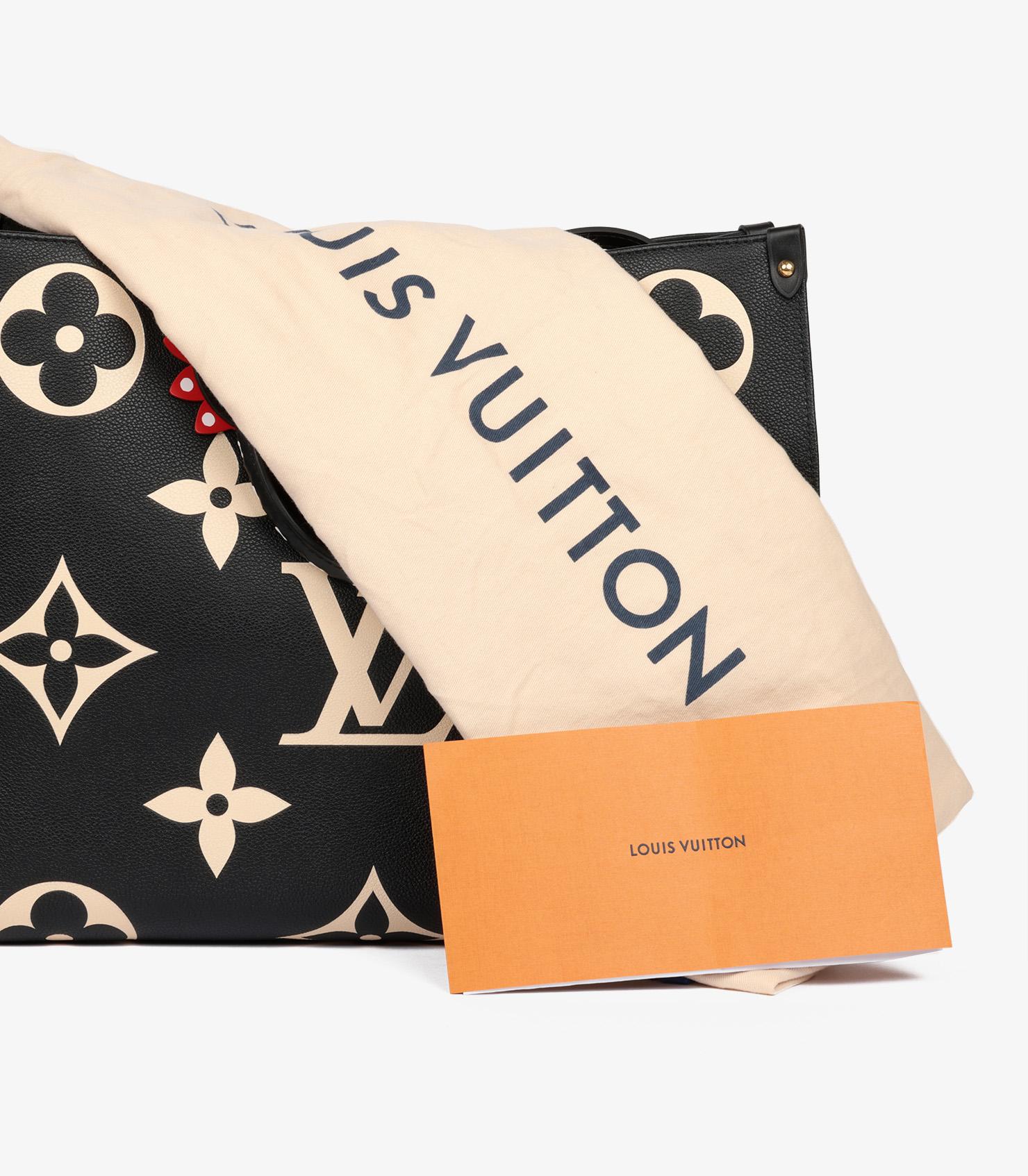 Louis Vuitton Black & Beige Giant Monogram Empreinte Leather Onthego GM For Sale 7