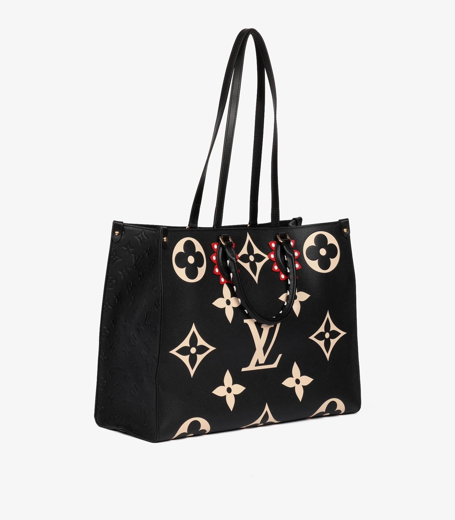 Louis Vuitton Black & Beige Giant Monogram Empreinte Leather Onthego GM In Excellent Condition In Bishop's Stortford, Hertfordshire
