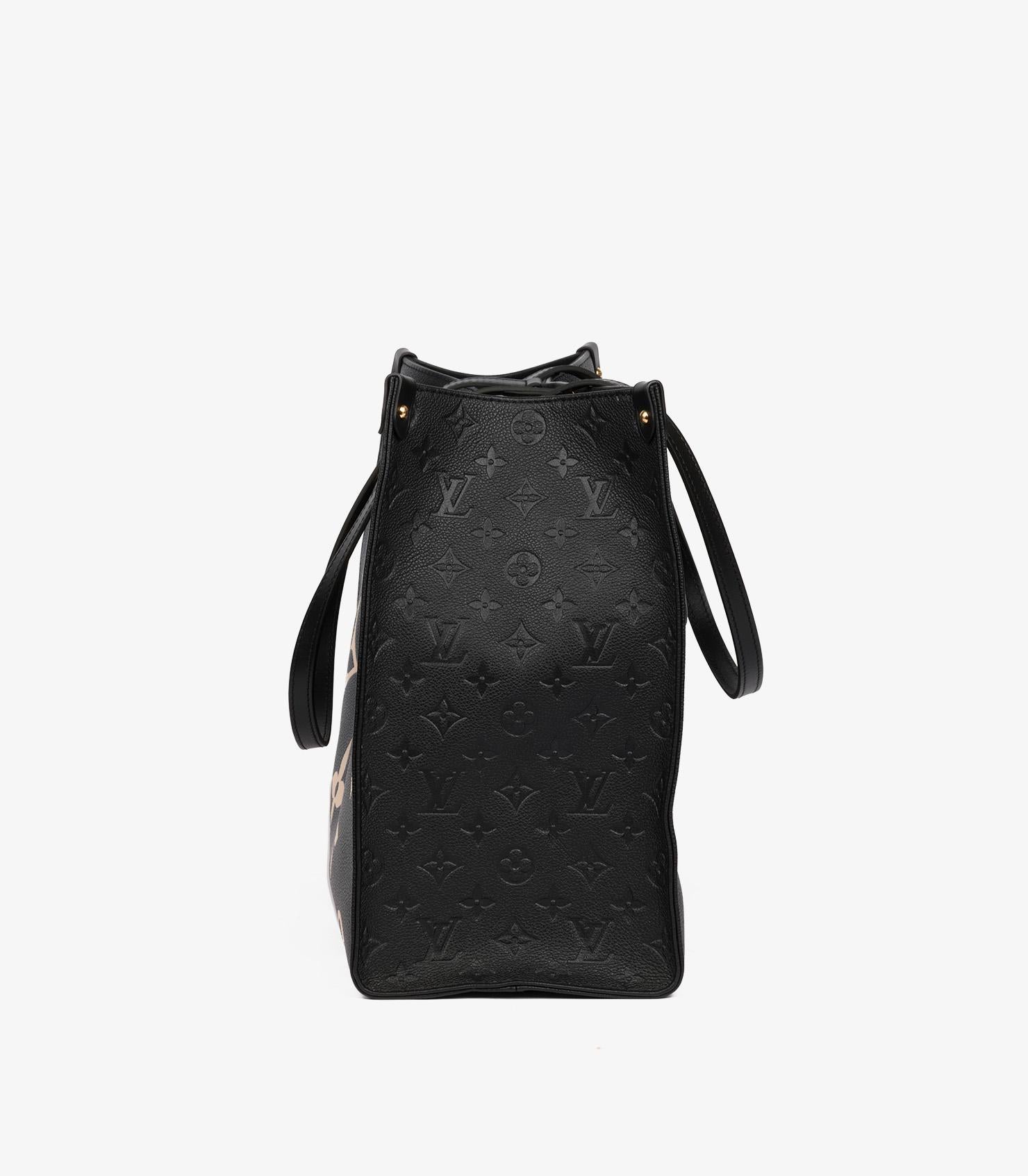 Women's Louis Vuitton Black & Beige Giant Monogram Empreinte Leather Onthego GM For Sale