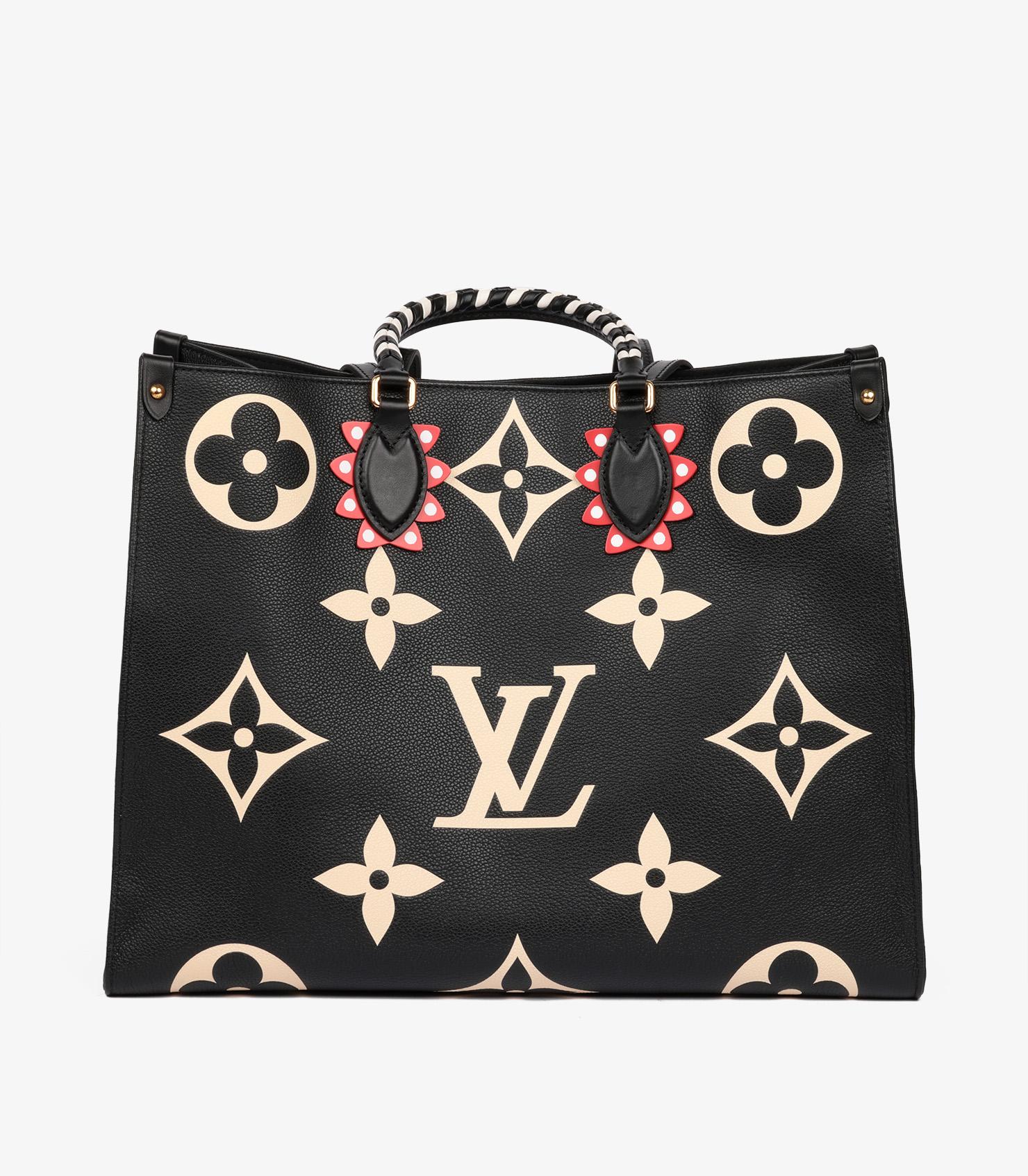 Louis Vuitton Black & Beige Giant Monogram Empreinte Leather Onthego GM For Sale 1