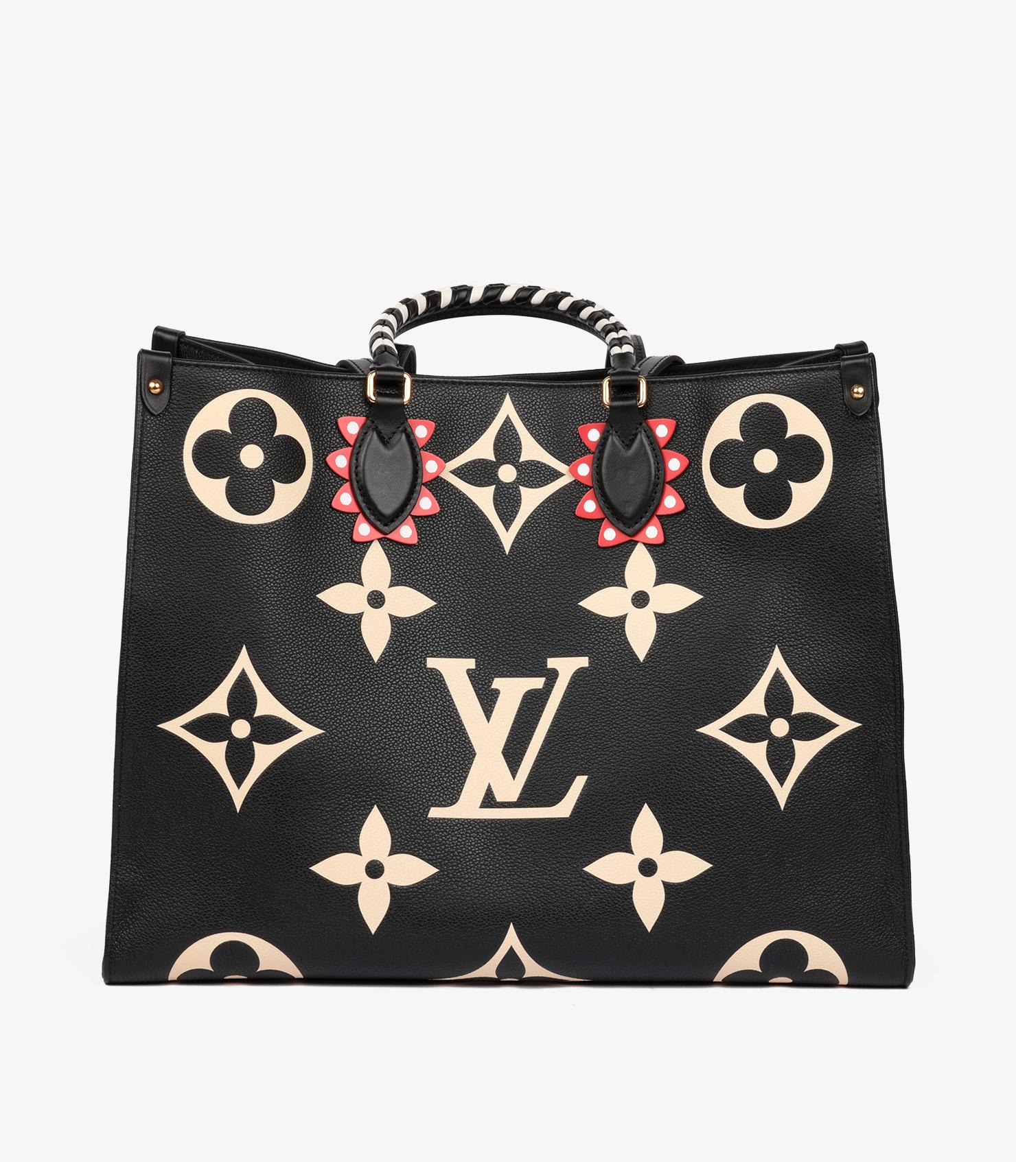 Louis Vuitton Black & Beige Giant Monogram Empreinte Leather Onthego GM 2