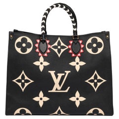 Louis Vuitton Noir et Beige Monogramme Géant Empreinte Cuir Onthego GM