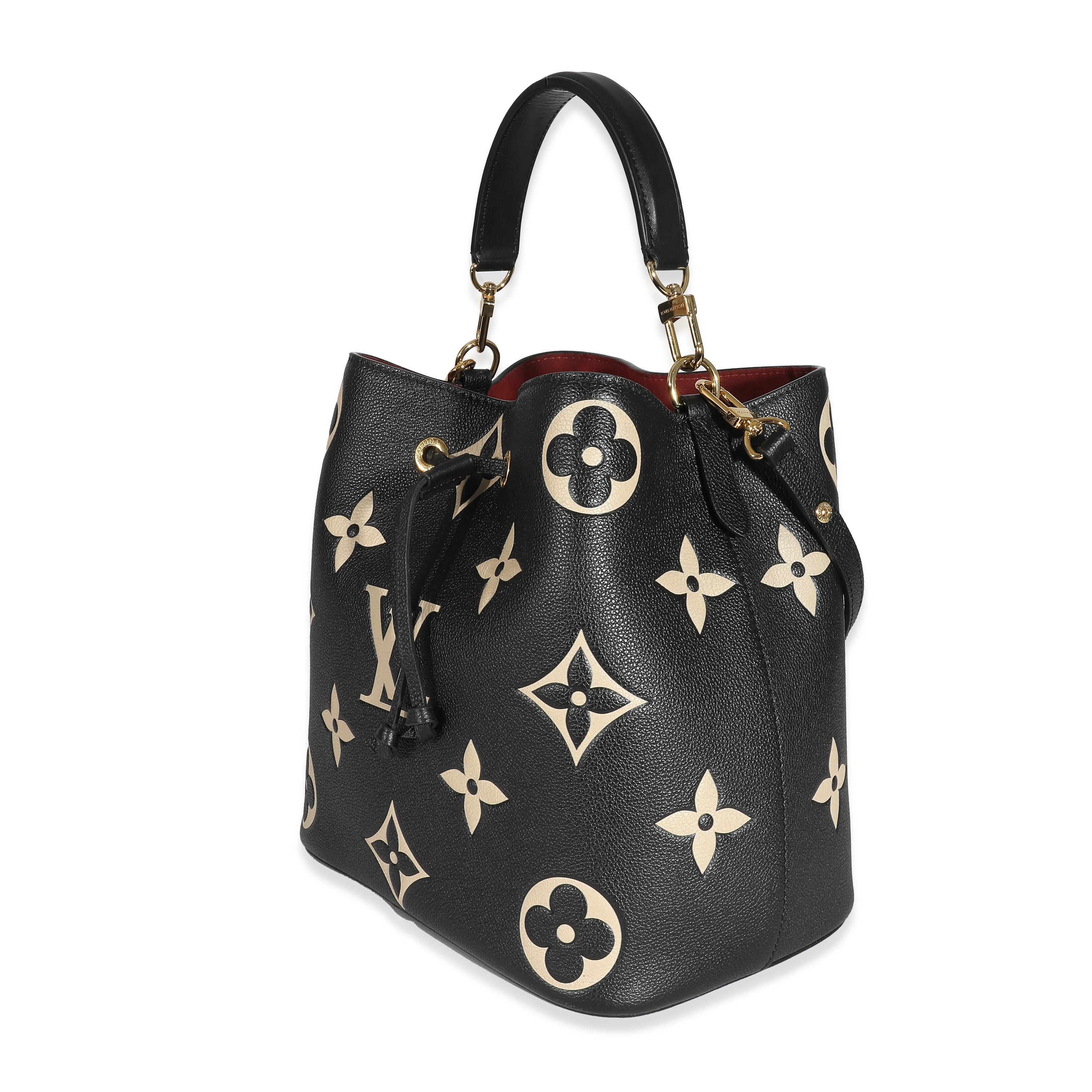 Women's Louis Vuitton Black Beige Giant Monogram Empreinte NeoNoe MM