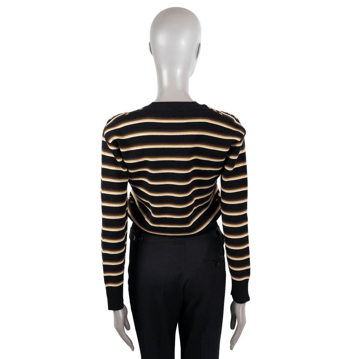 LOUIS VUITTON black beige gold wool 2020 SEQUIN STAR STRIPED V-Neck Sweater S For Sale 1