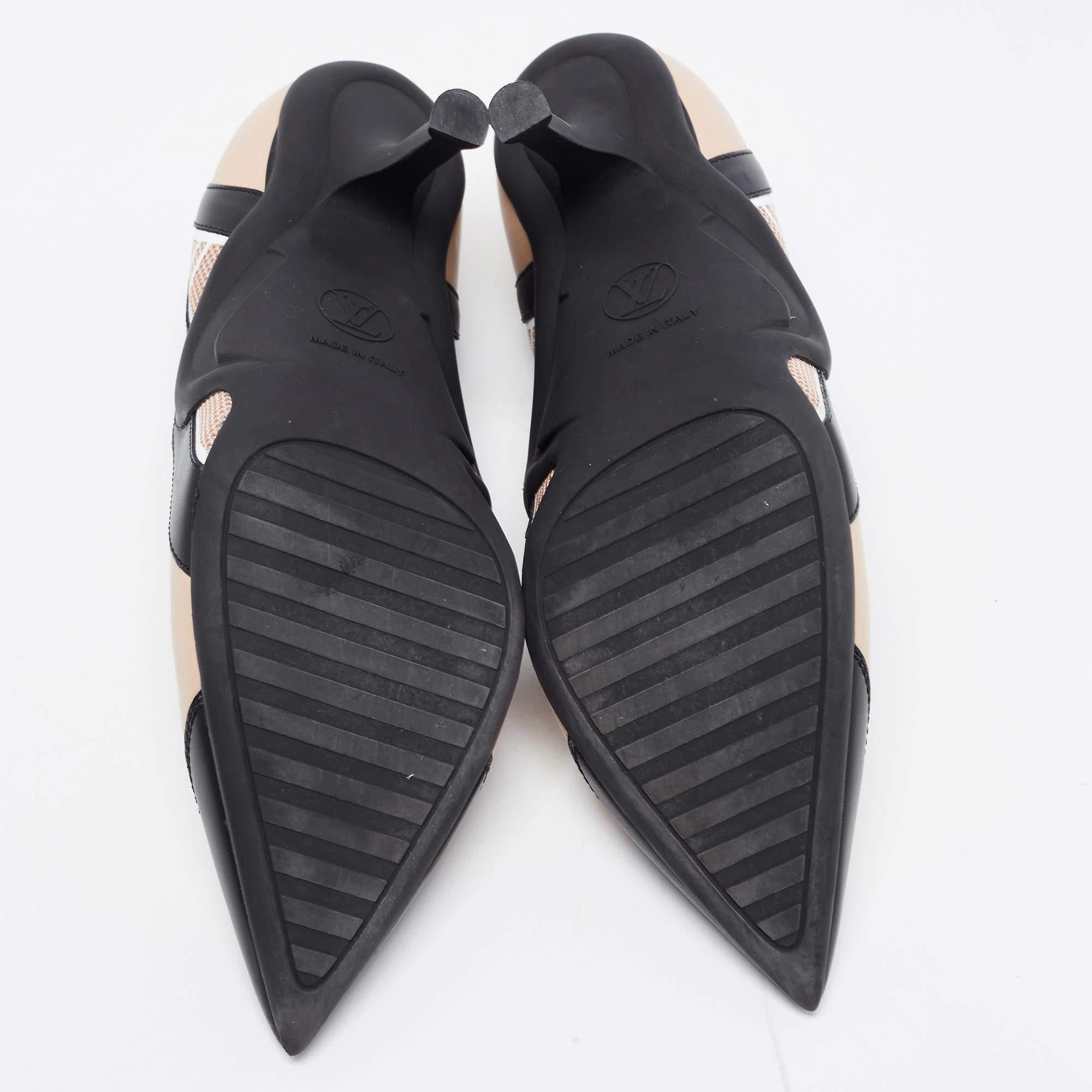 Louis Vuitton Black/Beige Leather and Mesh Archlight Pumps Size 40 4
