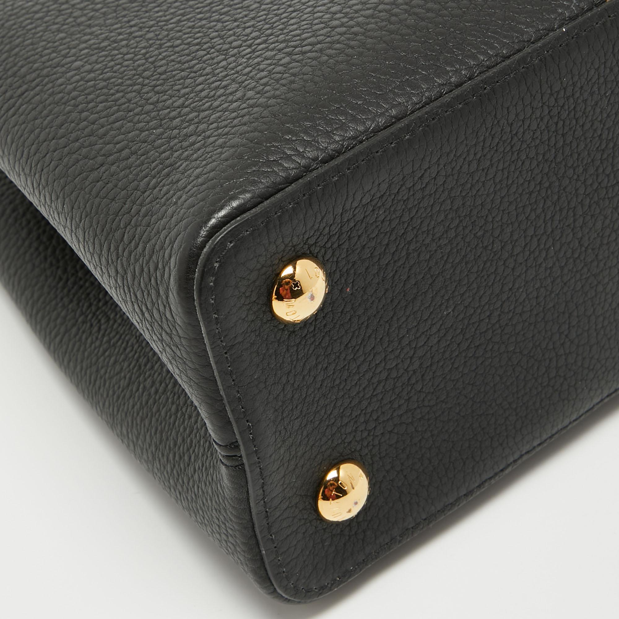 Louis Vuitton Black/Beige Leather and Python Capucines MM Bag 3
