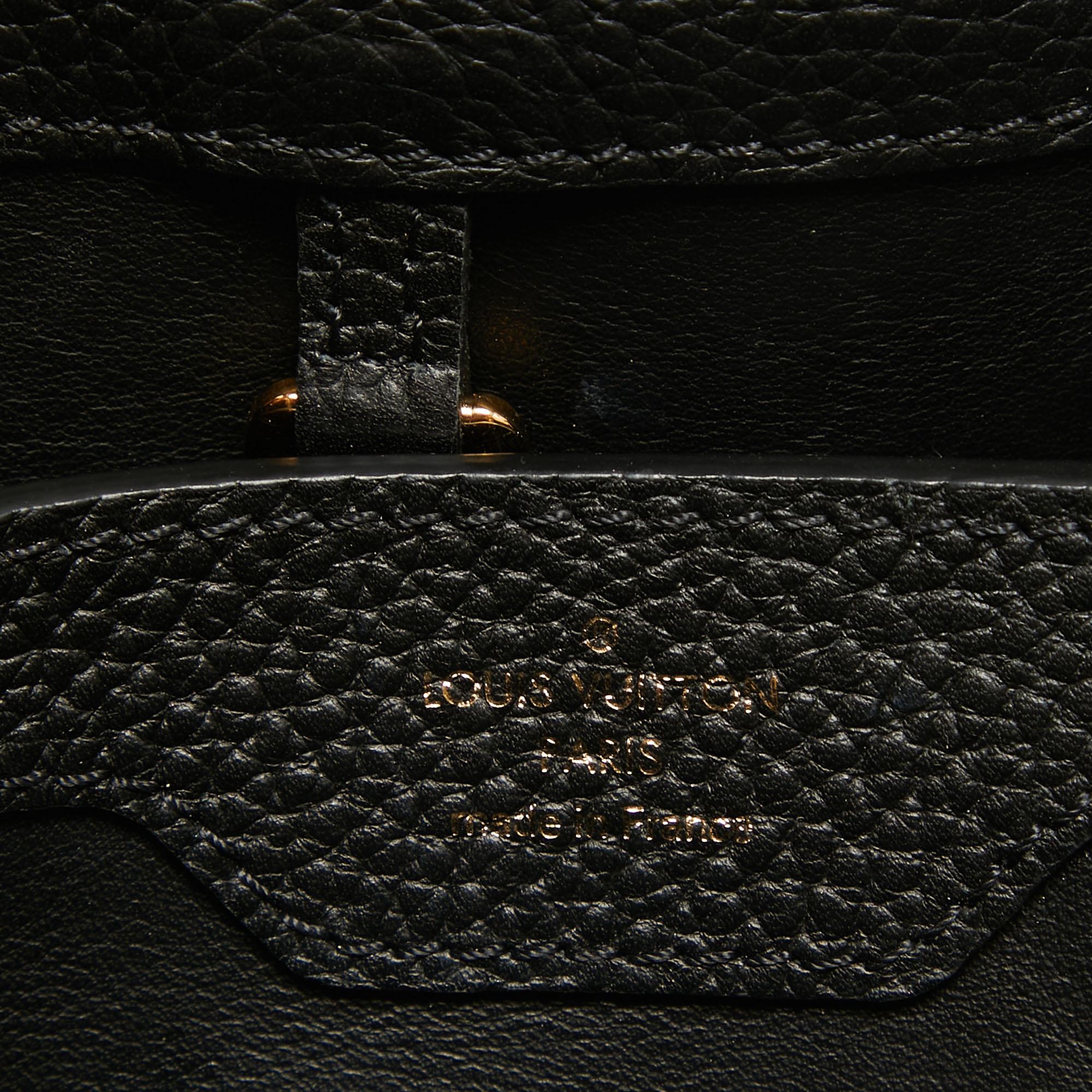 Louis Vuitton Black/Beige Leather and Python Capucines MM Bag 4